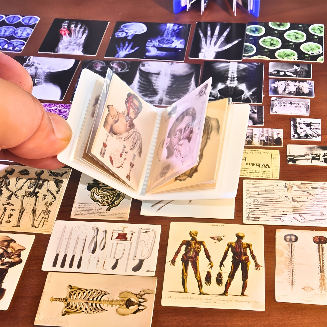 59-Piece Miniature Medical World Set: 57 Detailed Posters (X-rays, Surgery Sketches, Anatomy) + 2 A4 Office Folders – Ideal for Creative Gifts and Unique Novelty Collectibles for Ages 14+