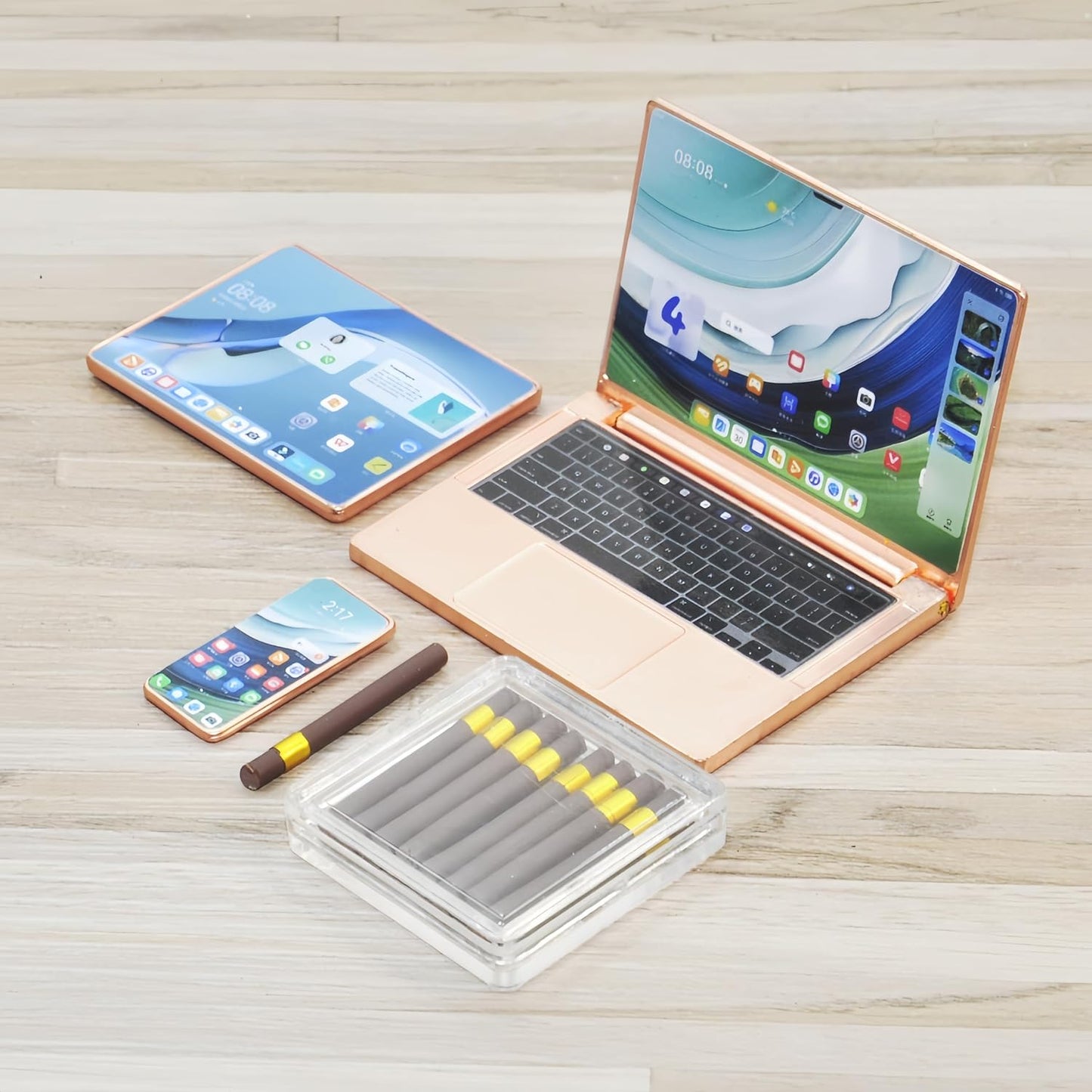 Dollhouse Decoration Miniature Accessories Dollhouse Worlds Smallest Computer Laptop Tablet Phone Simulation Accessories for Doll 1:6 1:12 Miniatures Play Set