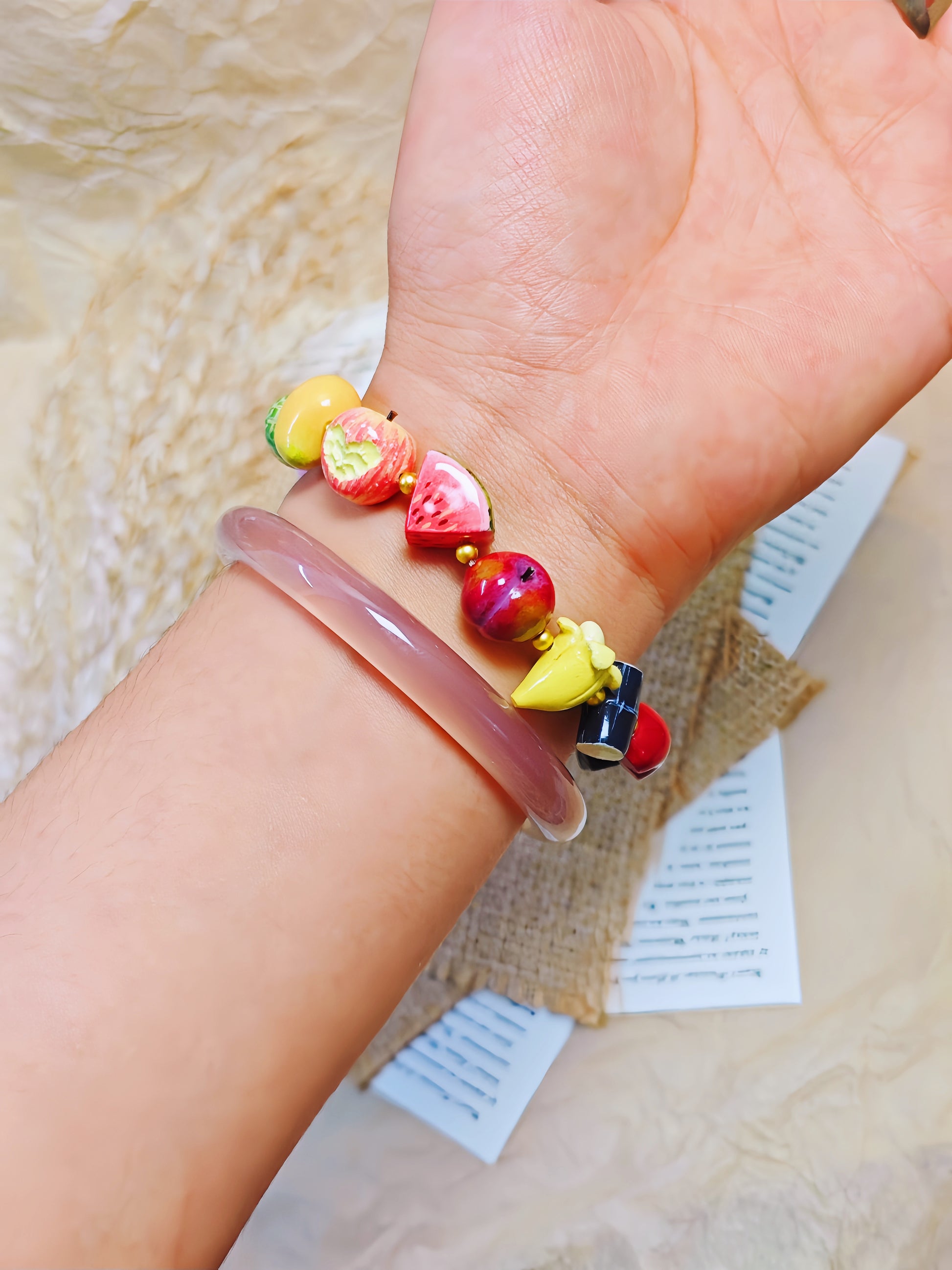 exotic fruit bracelet handmade polymer clay fdmini
