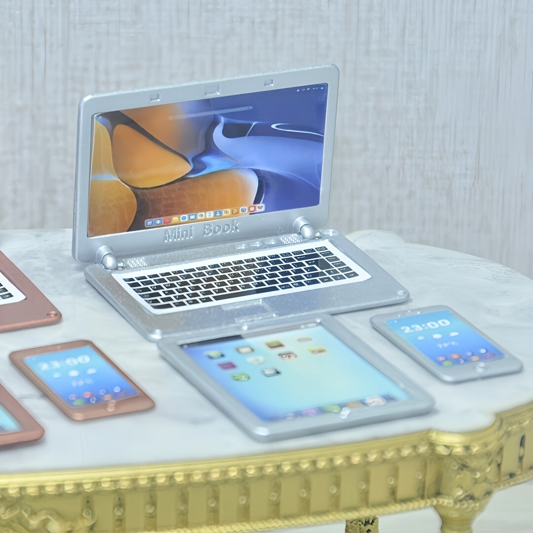 1:6 Mini Smartphone, Tablet & The Notebook Set - Metallic Electronics Models for BJD/Blythe | Realistic Dollhouse Props, Photography Accessories, Spring Break Essentials & Easter Basket Stuffers