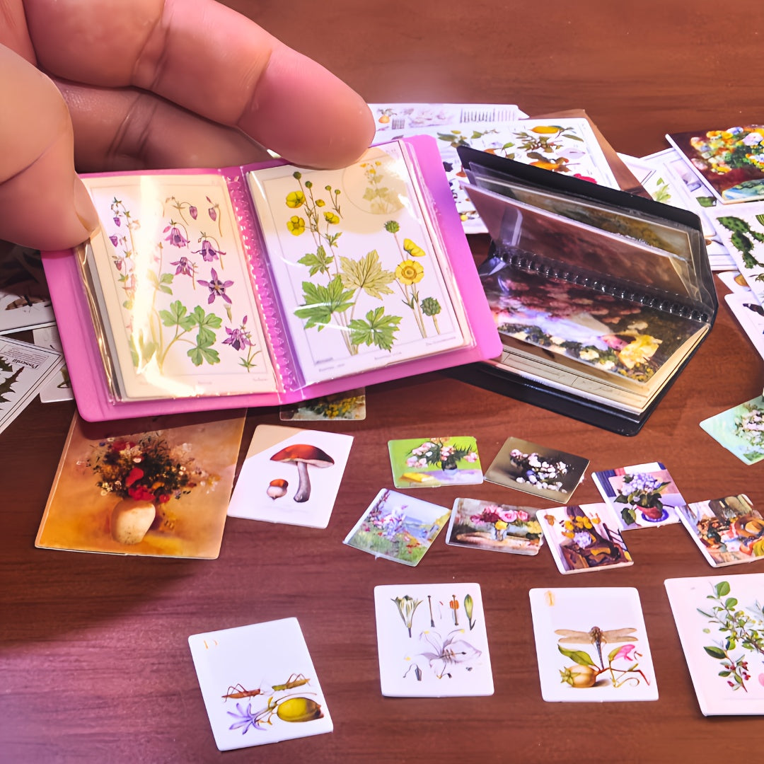 48-Piece Miniature Dollhouse Plant Posters & Flower Art Postcards with 2 Sets of A4 Office File Folder Miniature Scenes - Ideal for Creative Gifts and Unique Novelty Collectibles for Ages 14+