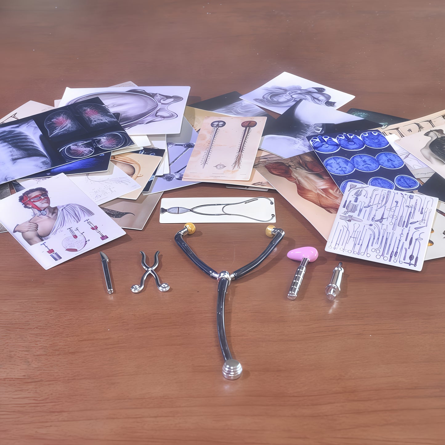 62-Piece 1:6 Scale Miniature Medical Posters & Instruments Set - Ideal for Creative Gifts, Dollhouse Accessories, and Unique Novelty Collectibles for Ages 14+