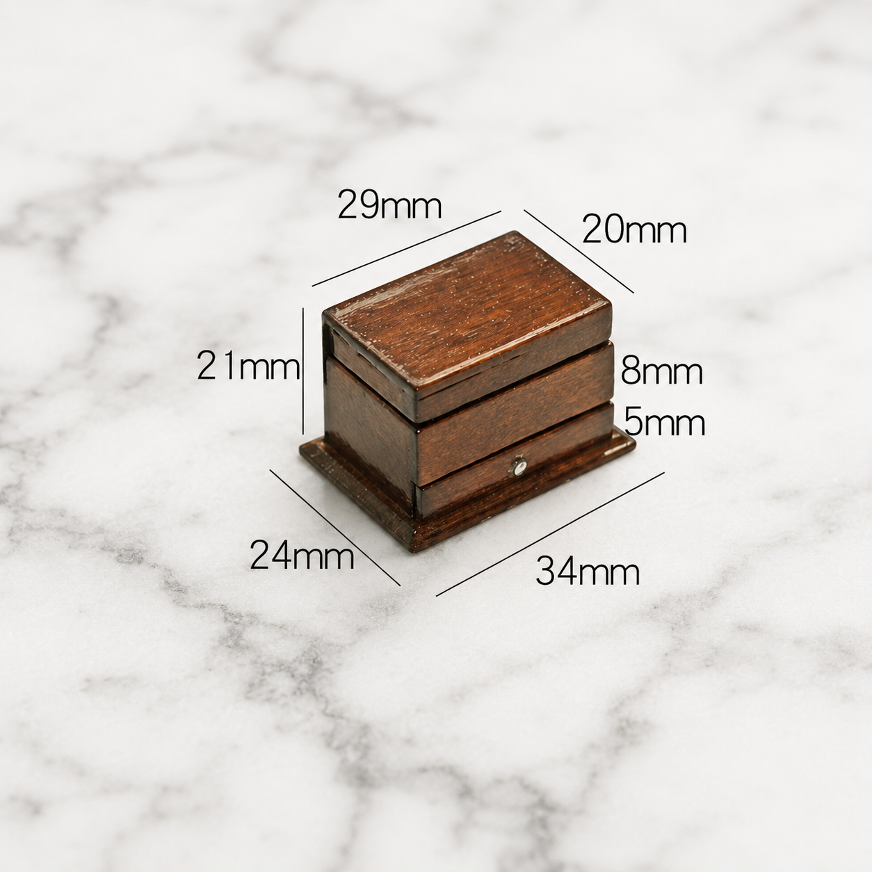FDMINI Mini Sewing Box – Vintage Wooden Miniature Sewing Chest with Opening Drawer & Filled Contents for 1:12 Scale Dollhouse & Roombox