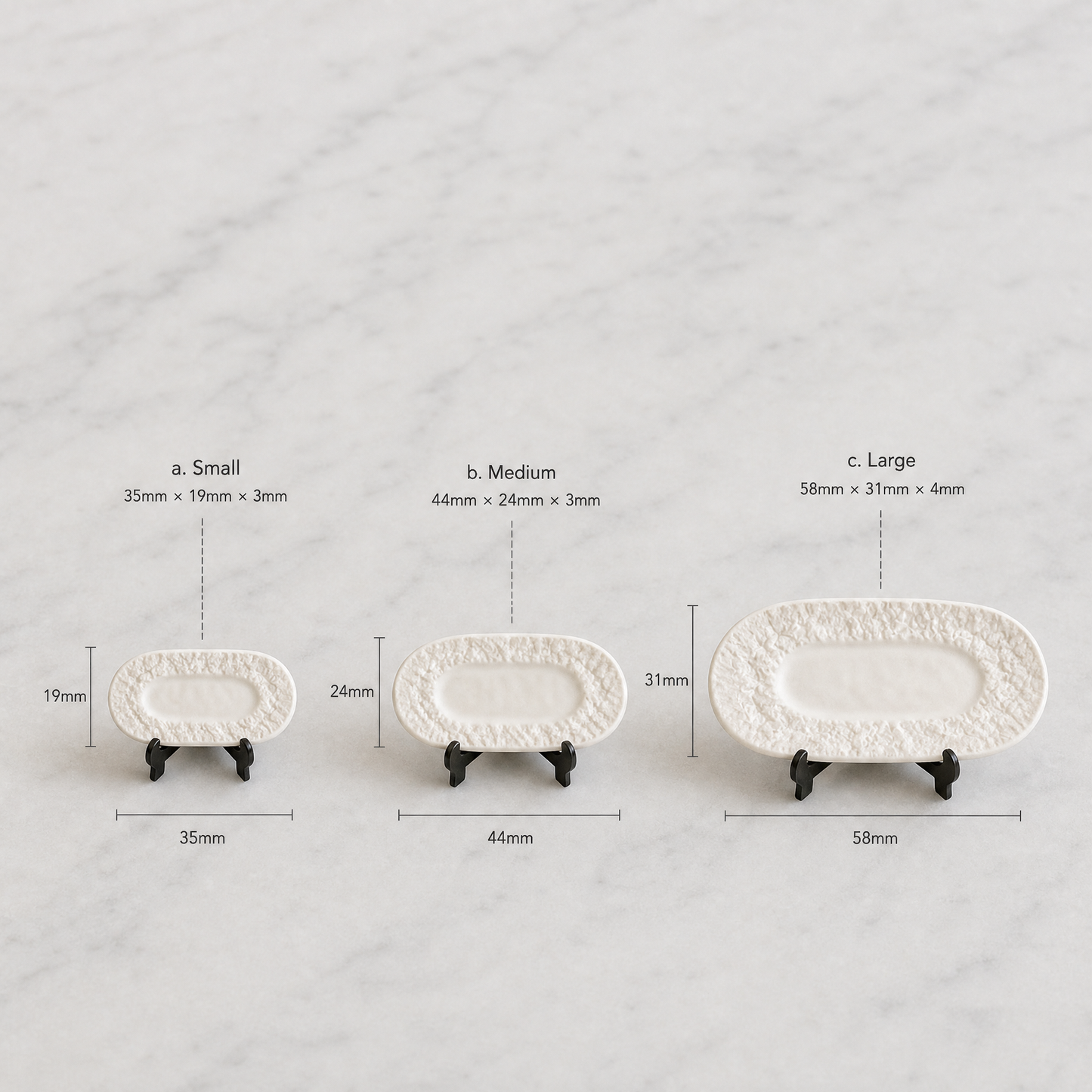 FDMINI Mini Stone-Texture Oval Platters – 4 Colors × 3 Sizes Miniature Steak Plate & Serving Dish for 1:6 Dollhouse, BJD & Blythe Scenes