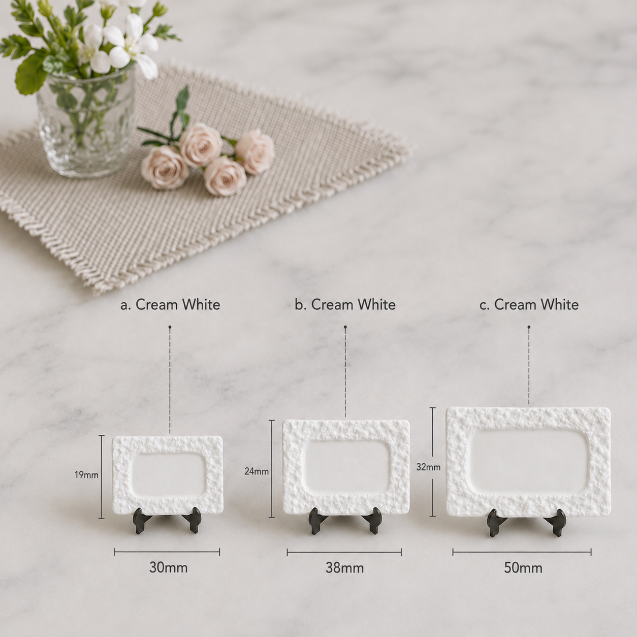 FDMINI Mini Rectangular Stone-Texture Plates – 4 Colors × 3 Sizes Miniature Steak Plate & Serving Tray for 1:6 Dollhouse, BJD & Blythe Scenes