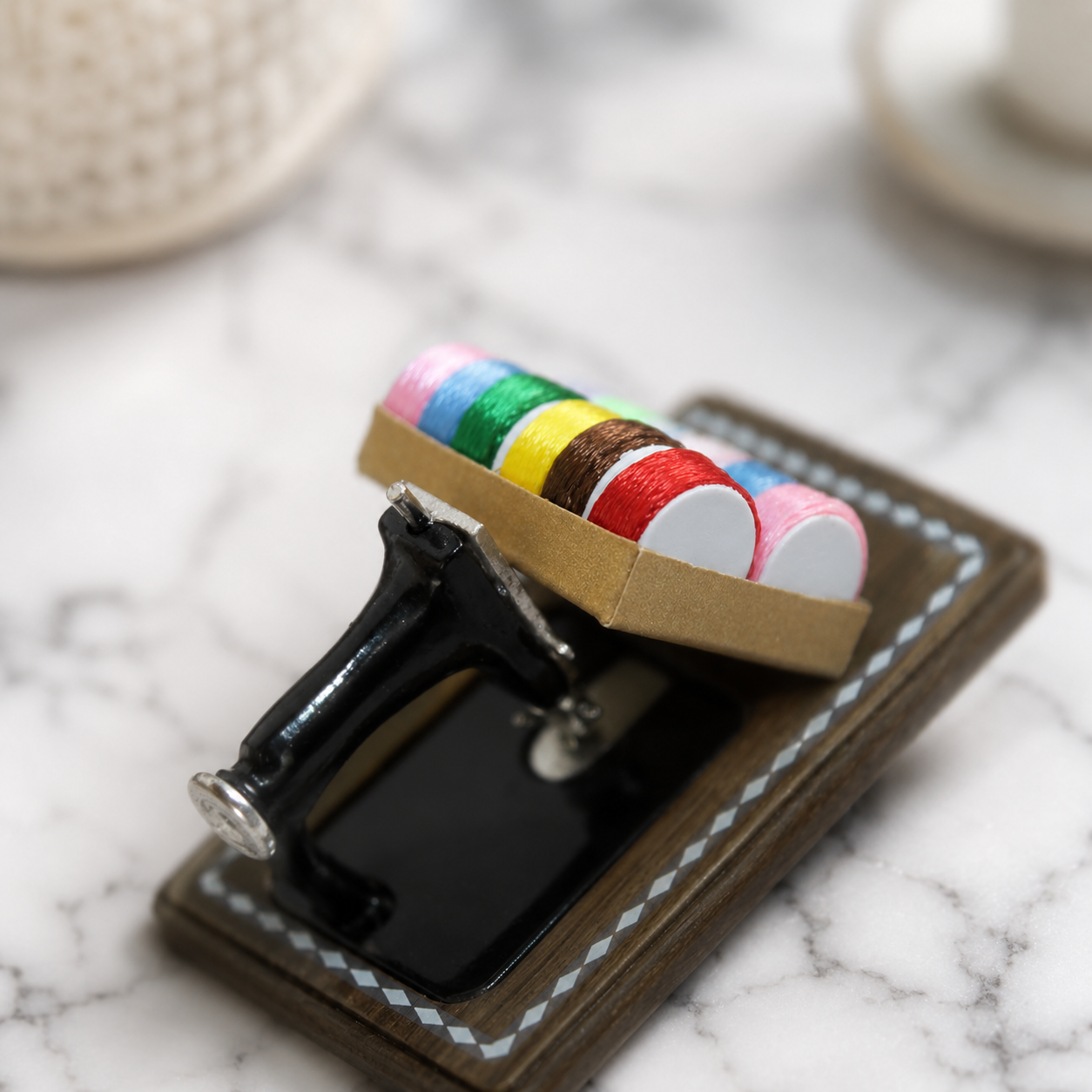 FDMINI Mini Thread Spool Box – 12 Colors Miniature Sewing Thread Set in 2 Box Styles for 1:12 Dollhouse, OB11 & Doll Photo Props