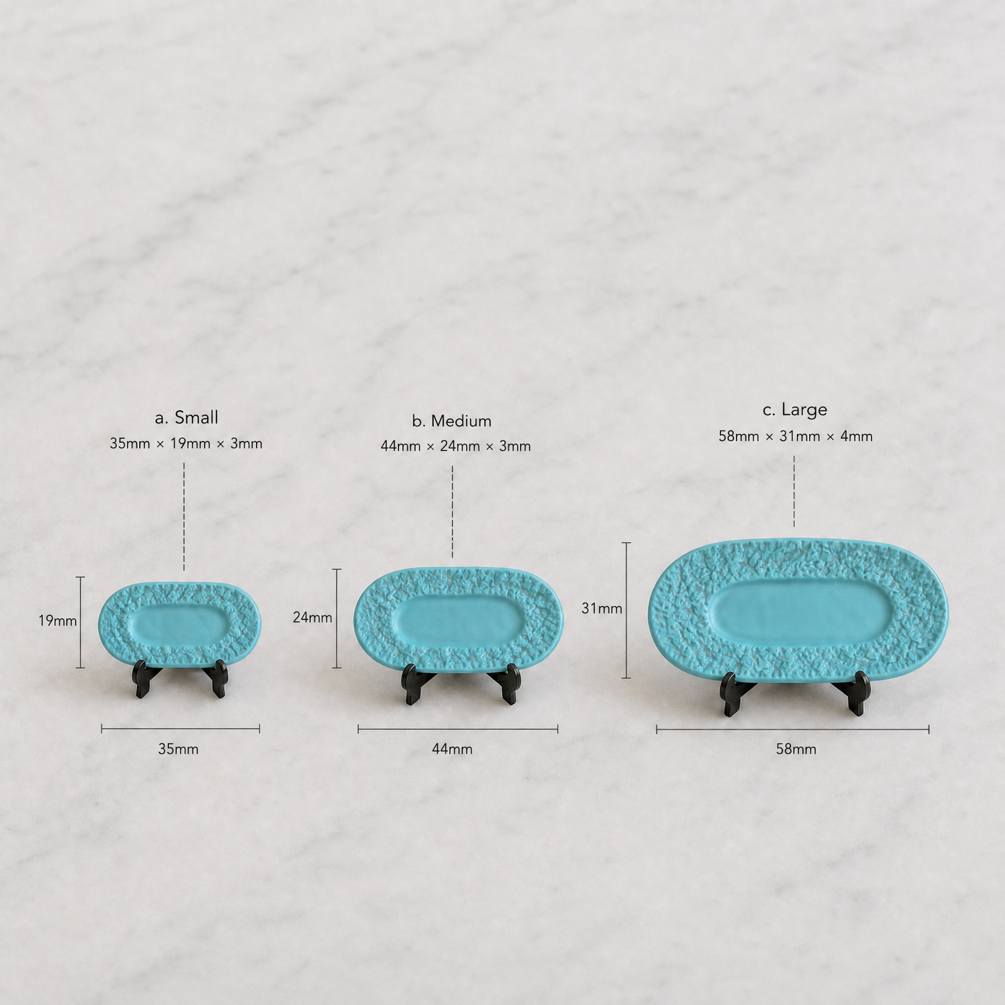 FDMINI Mini Stone-Texture Oval Platters – 4 Colors × 3 Sizes Miniature Steak Plate & Serving Dish for 1:6 Dollhouse, BJD & Blythe Scenes