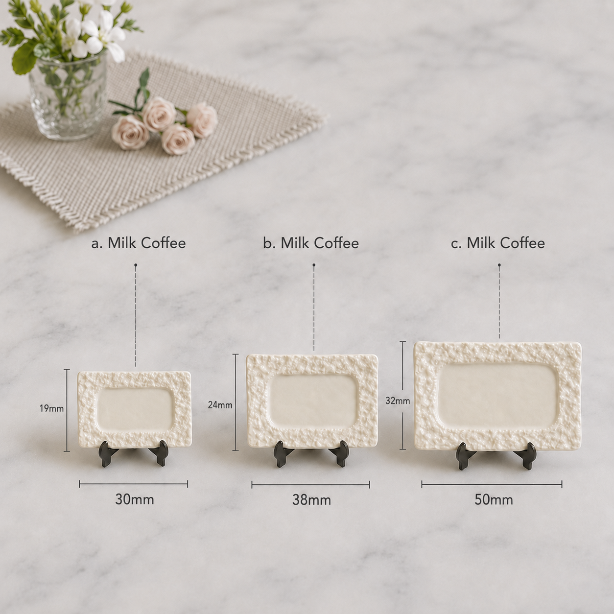 FDMINI Mini Rectangular Stone-Texture Plates – 4 Colors × 3 Sizes Miniature Steak Plate & Serving Tray for 1:6 Dollhouse, BJD & Blythe Scenes
