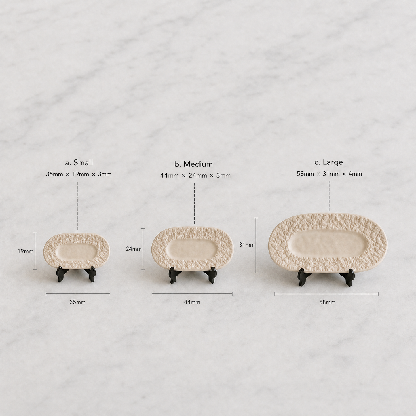 FDMINI Mini Stone-Texture Oval Platters – 4 Colors × 3 Sizes Miniature Steak Plate & Serving Dish for 1:6 Dollhouse, BJD & Blythe Scenes
