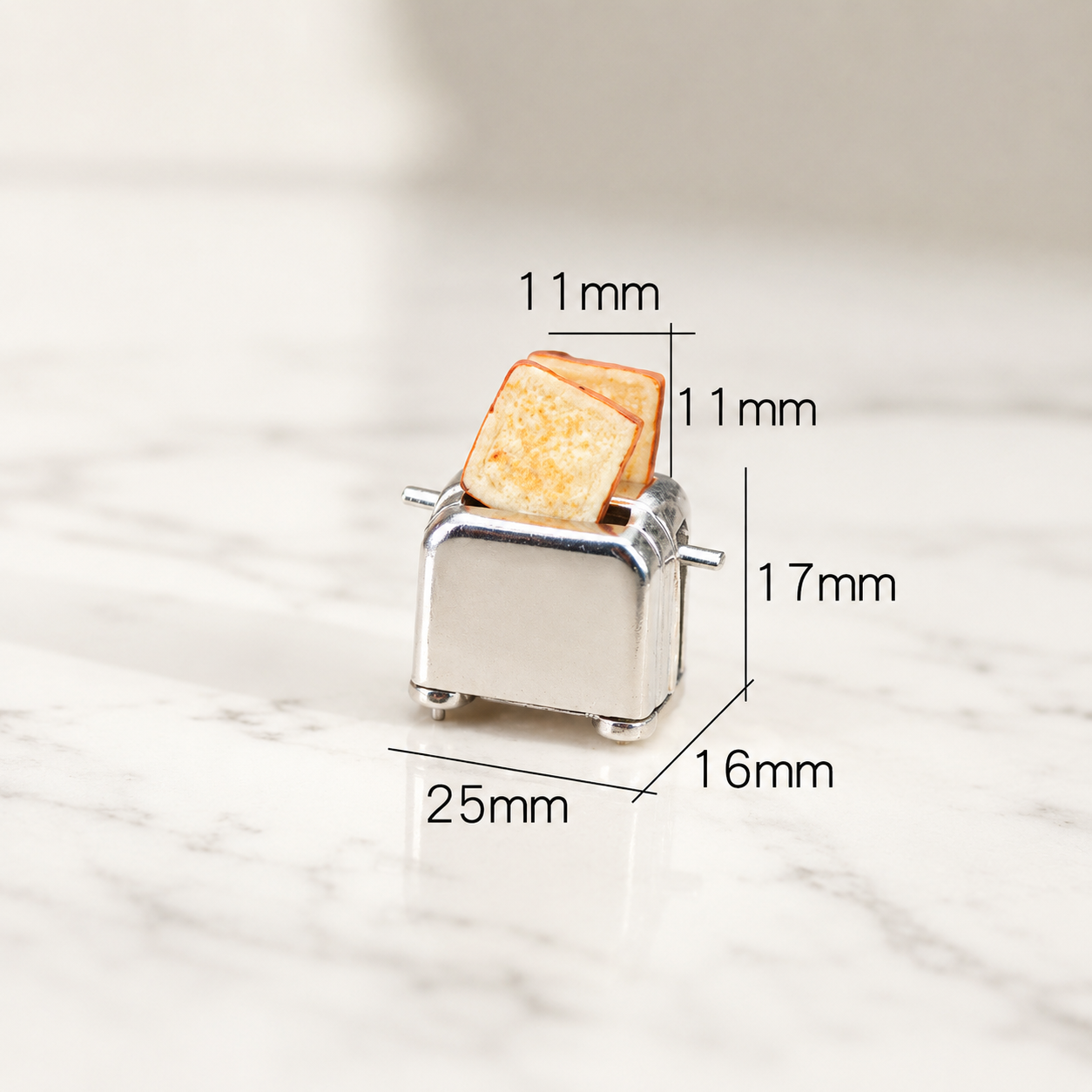 FDMINI Mini Toaster – 2 Styles Miniature Bread Toaster with Pop-Up Toast for 1:6 & 1:12 Dollhouse Kitchen & Diorama Scenes