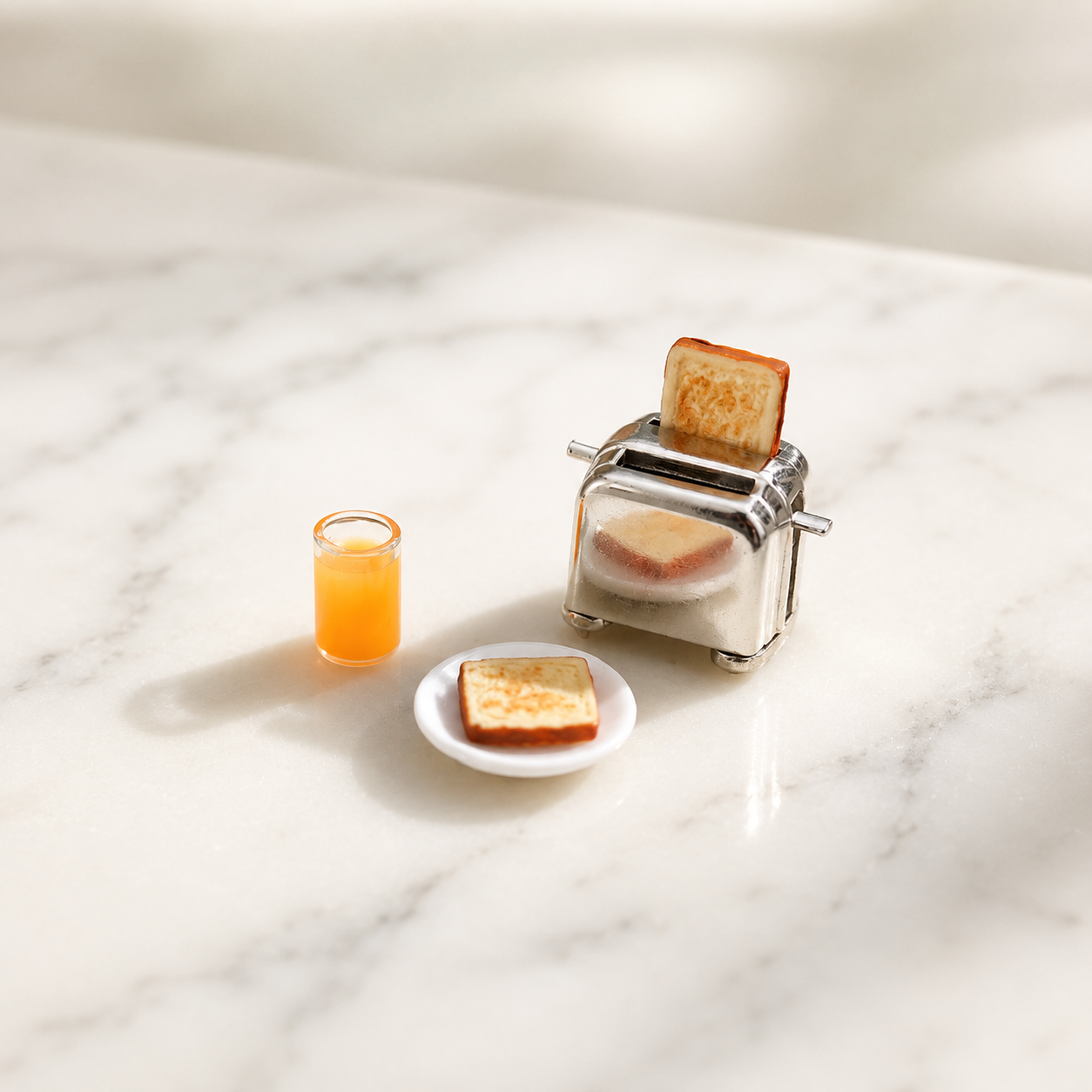 FDMINI Mini Toaster – 2 Styles Miniature Bread Toaster with Pop-Up Toast for 1:6 & 1:12 Dollhouse Kitchen & Diorama Scenes