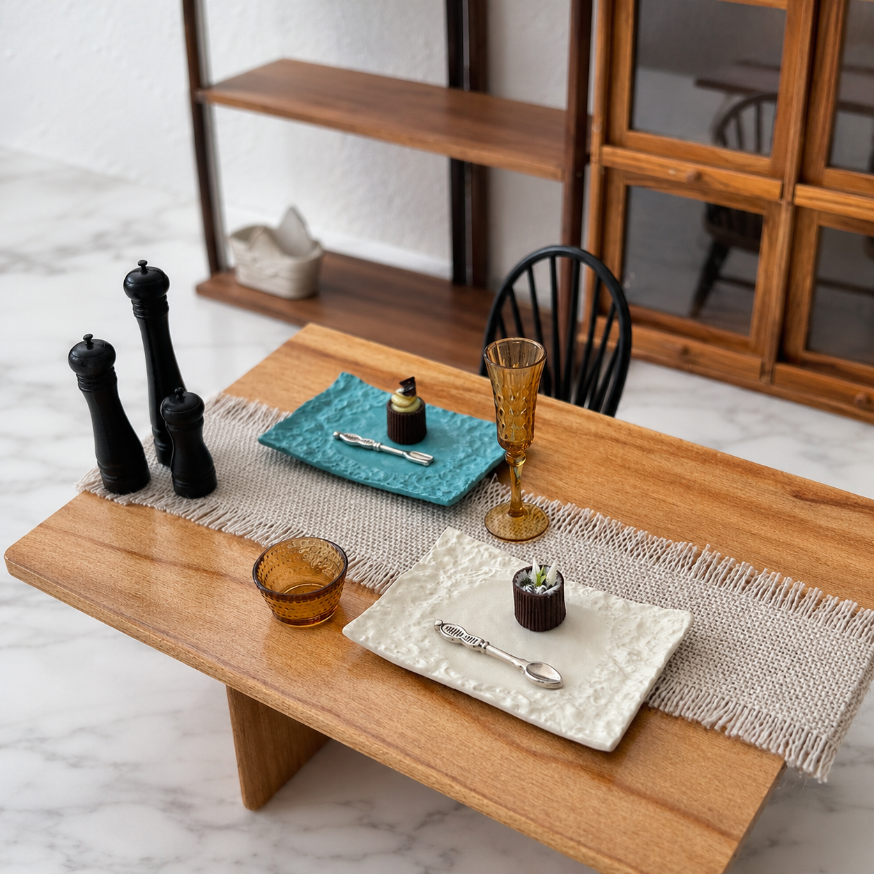 FDMINI Mini Rectangular Stone-Texture Plates – 4 Colors × 3 Sizes Miniature Steak Plate & Serving Tray for 1:6 Dollhouse, BJD & Blythe Scenes