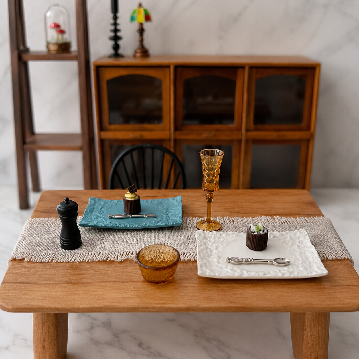 FDMINI Mini Rectangular Stone-Texture Plates – 4 Colors × 3 Sizes Miniature Steak Plate & Serving Tray for 1:6 Dollhouse, BJD & Blythe Scenes