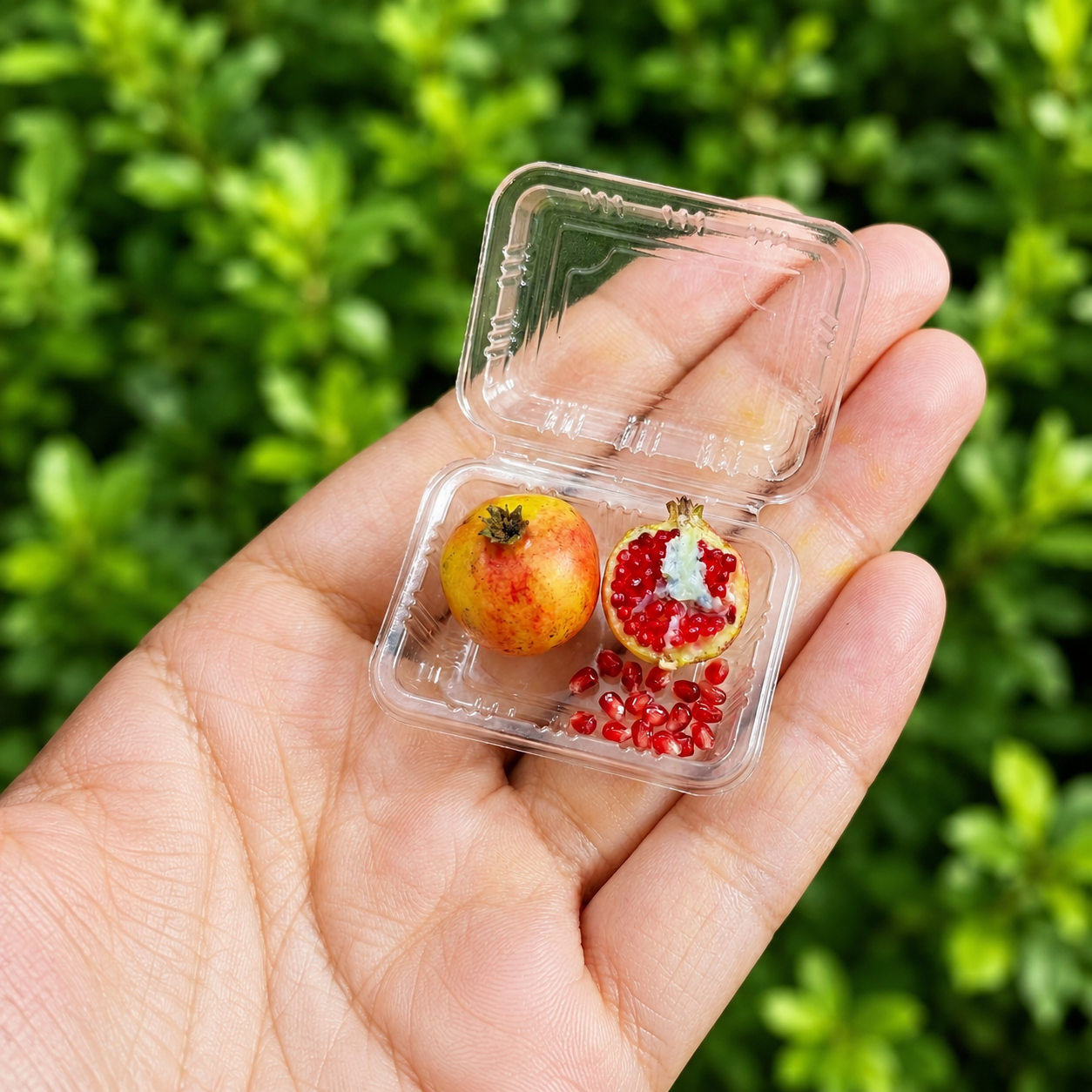 2PCS Miniature Pomegranate Set – Hand-Sculpted 1:12 Scale Dollhouse Pomegranate with Open Cross-Section and Loose Ruby Seeds, Realistic Tiny Fruit for Dioramas, Resin Jewelry & Polymer Clay Food Miniatures