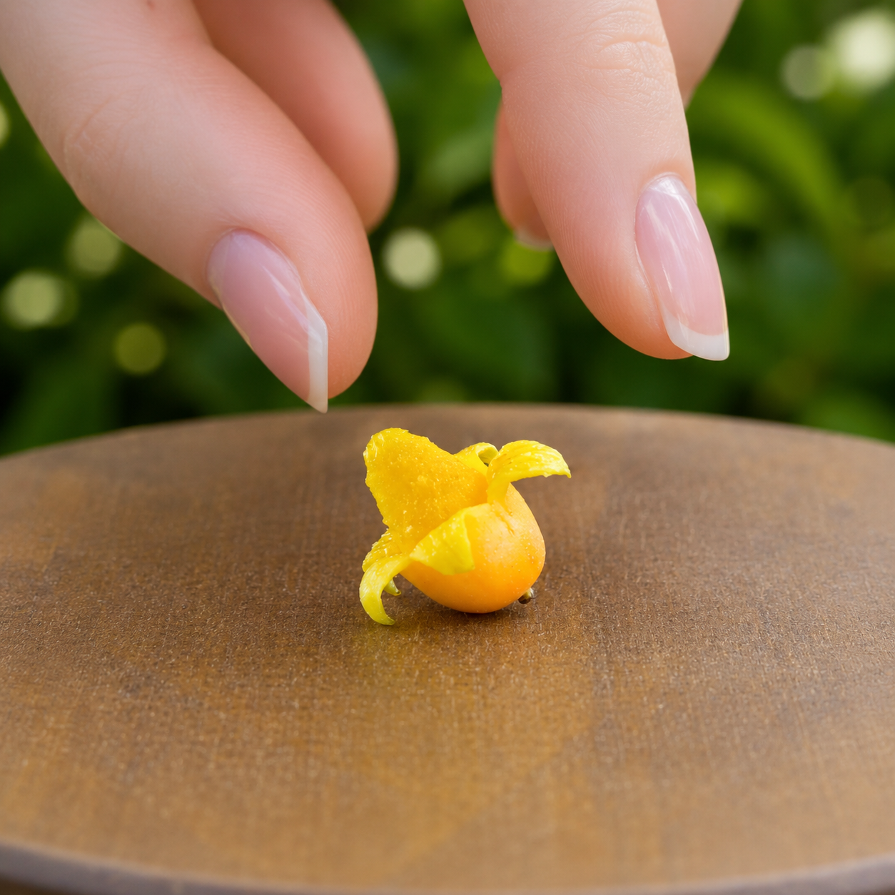 Miniature Peeled Mango - Hand-Sculpted 1:6 Scale Whole Peeled Mango with Juicy Golden Flesh, Realistic Tropical Dollhouse Fruit for Blythe & Barbie Dioramas, Resin Jewelry & Polymer Clay Food