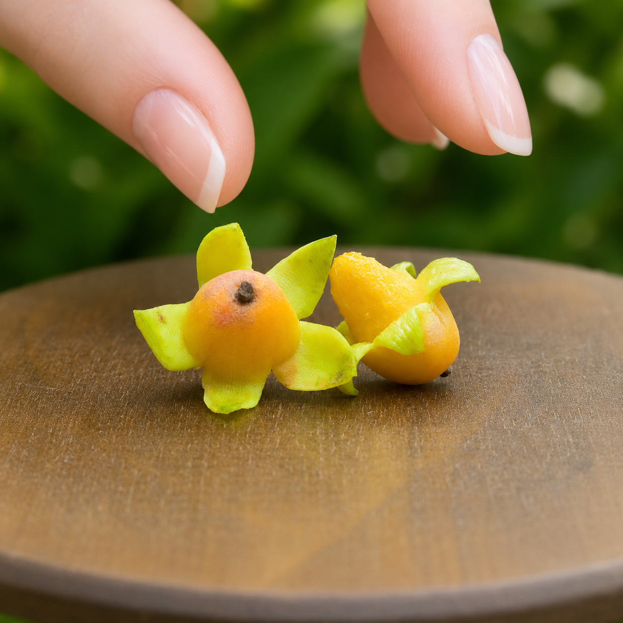 Miniature Peeled Mango - Hand-Sculpted 1:6 Scale Whole Peeled Mango with Juicy Golden Flesh, Realistic Tropical Dollhouse Fruit for Blythe & Barbie Dioramas, Resin Jewelry & Polymer Clay Food