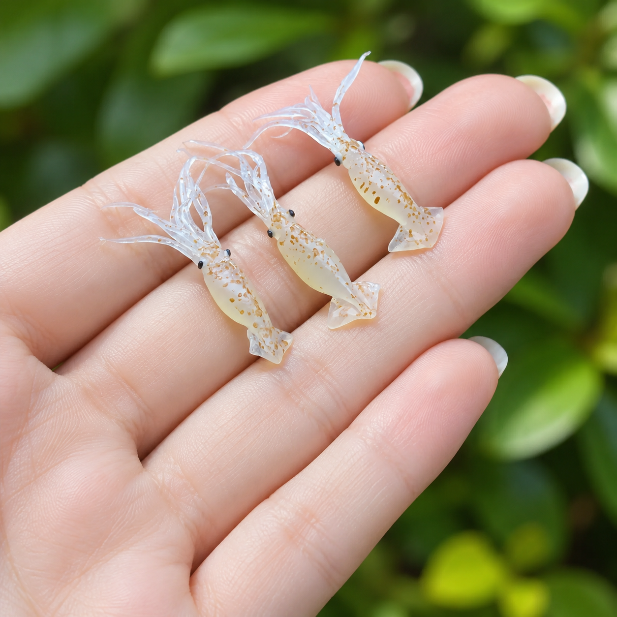 Miniature Raw Squid - Hand-Sculpted 1:6 Scale Fresh Baby Squid with Translucent Speckled Body & Tentacles, Realistic Seafood Dollhouse Food for Blythe & Barbie Kitchen Dioramas, Resin Jewelry & Polymer Clay Food
