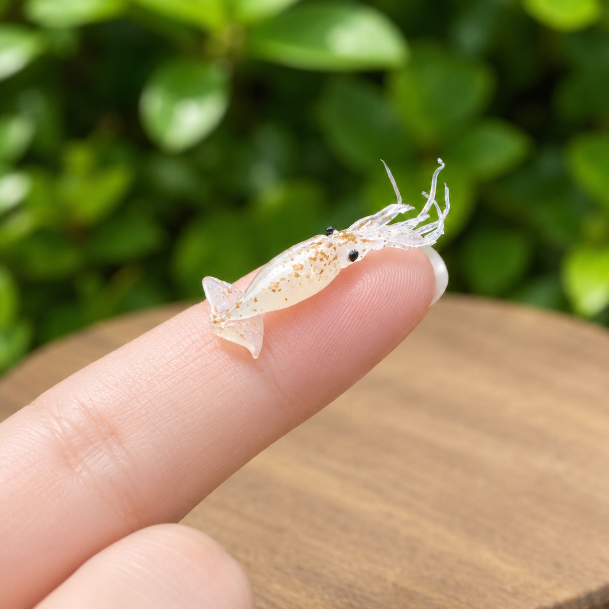 Miniature Raw Squid - Hand-Sculpted 1:6 Scale Fresh Baby Squid with Translucent Speckled Body & Tentacles, Realistic Seafood Dollhouse Food for Blythe & Barbie Kitchen Dioramas, Resin Jewelry & Polymer Clay Food