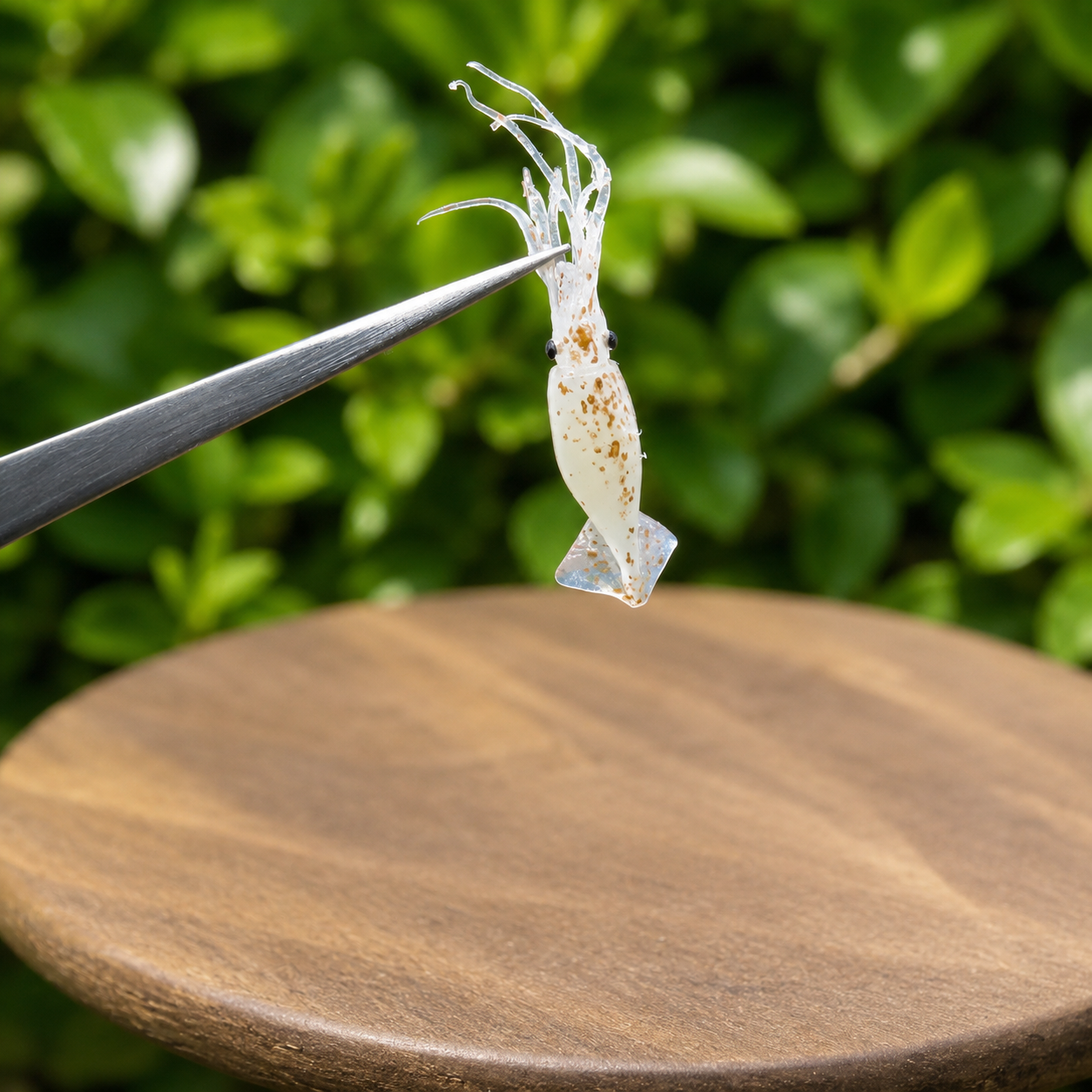 Miniature Raw Squid - Hand-Sculpted 1:6 Scale Fresh Baby Squid with Translucent Speckled Body & Tentacles, Realistic Seafood Dollhouse Food for Blythe & Barbie Kitchen Dioramas, Resin Jewelry & Polymer Clay Food