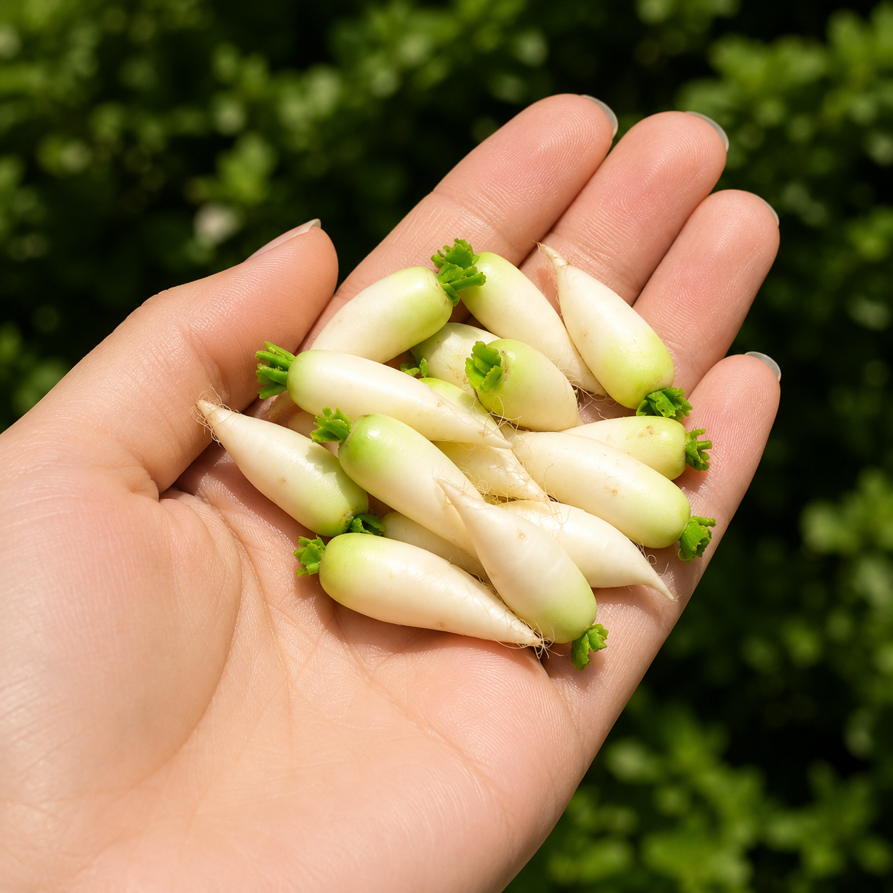 Miniature Daikon Radish - Hand-Sculpted 1:6 Scale White Radishes with Green Tops & Root Tails, Realistic Vegetable Dollhouse Food for Blythe & Barbie Kitchen Dioramas, Resin Jewelry & Polymer Clay Food