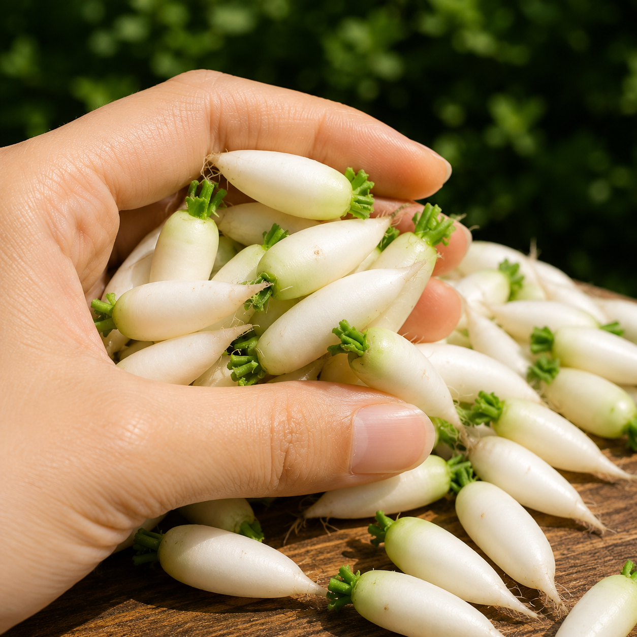 Miniature Daikon Radish - Hand-Sculpted 1:6 Scale White Radishes with Green Tops & Root Tails, Realistic Vegetable Dollhouse Food for Blythe & Barbie Kitchen Dioramas, Resin Jewelry & Polymer Clay Food