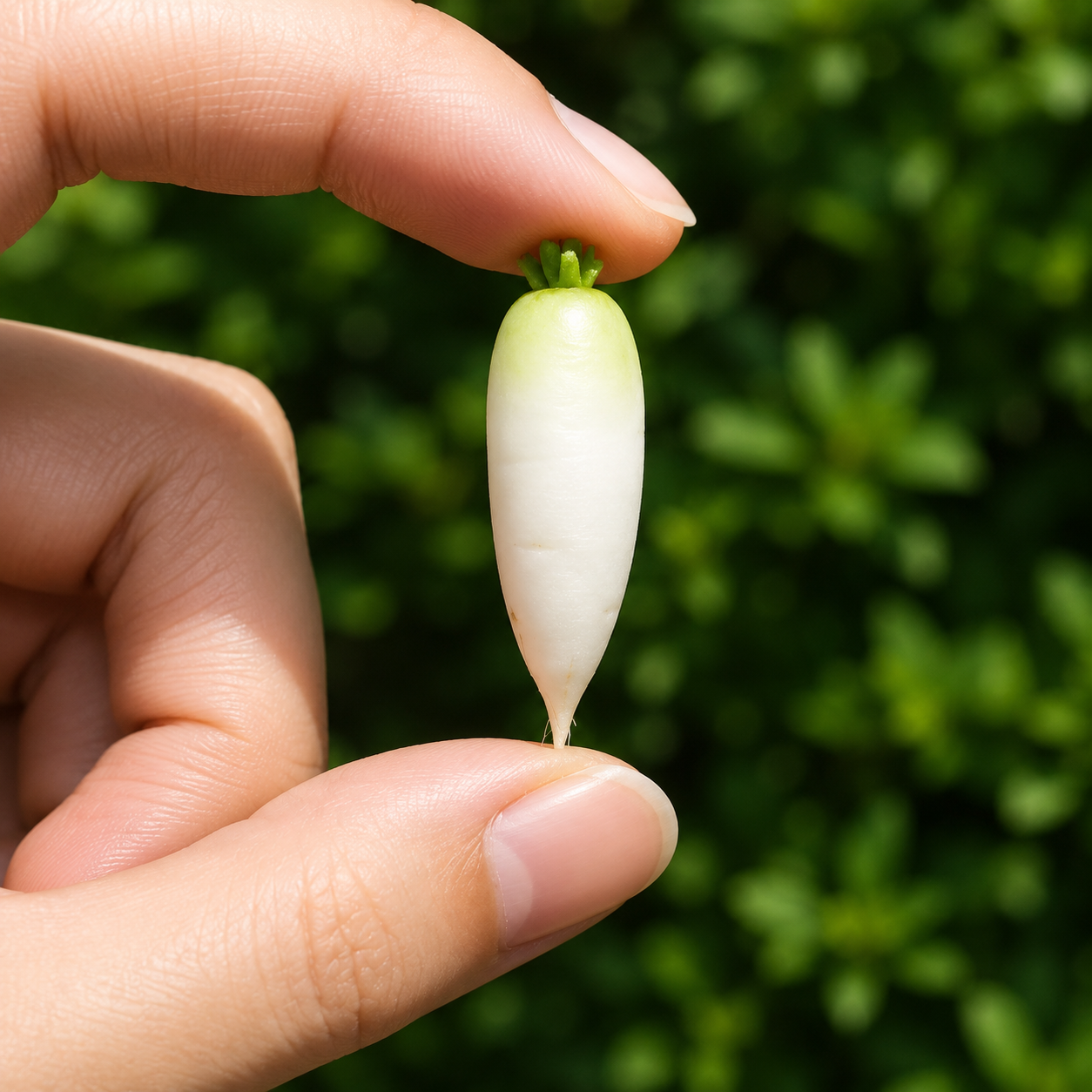 Miniature Daikon Radish - Hand-Sculpted 1:6 Scale White Radishes with Green Tops & Root Tails, Realistic Vegetable Dollhouse Food for Blythe & Barbie Kitchen Dioramas, Resin Jewelry & Polymer Clay Food