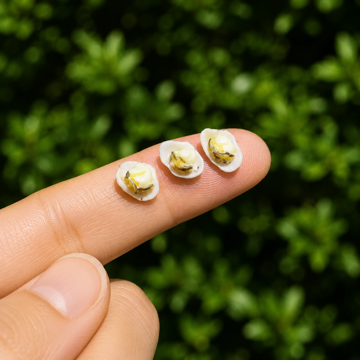 Miniature Clams - Hand-Sculpted 1:6 Scale Manila Clams with Mottled Shells, Open & Closed, Realistic Seafood Dollhouse Food for Blythe & Barbie Kitchen Dioramas, Resin Jewelry & Polymer Clay Food