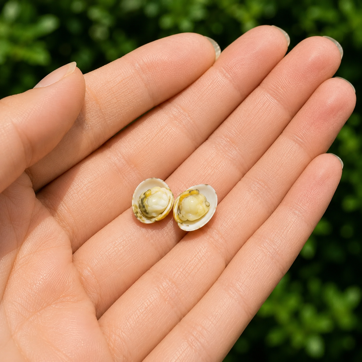 Miniature Clams - Hand-Sculpted 1:6 Scale Manila Clams with Mottled Shells, Open & Closed, Realistic Seafood Dollhouse Food for Blythe & Barbie Kitchen Dioramas, Resin Jewelry & Polymer Clay Food