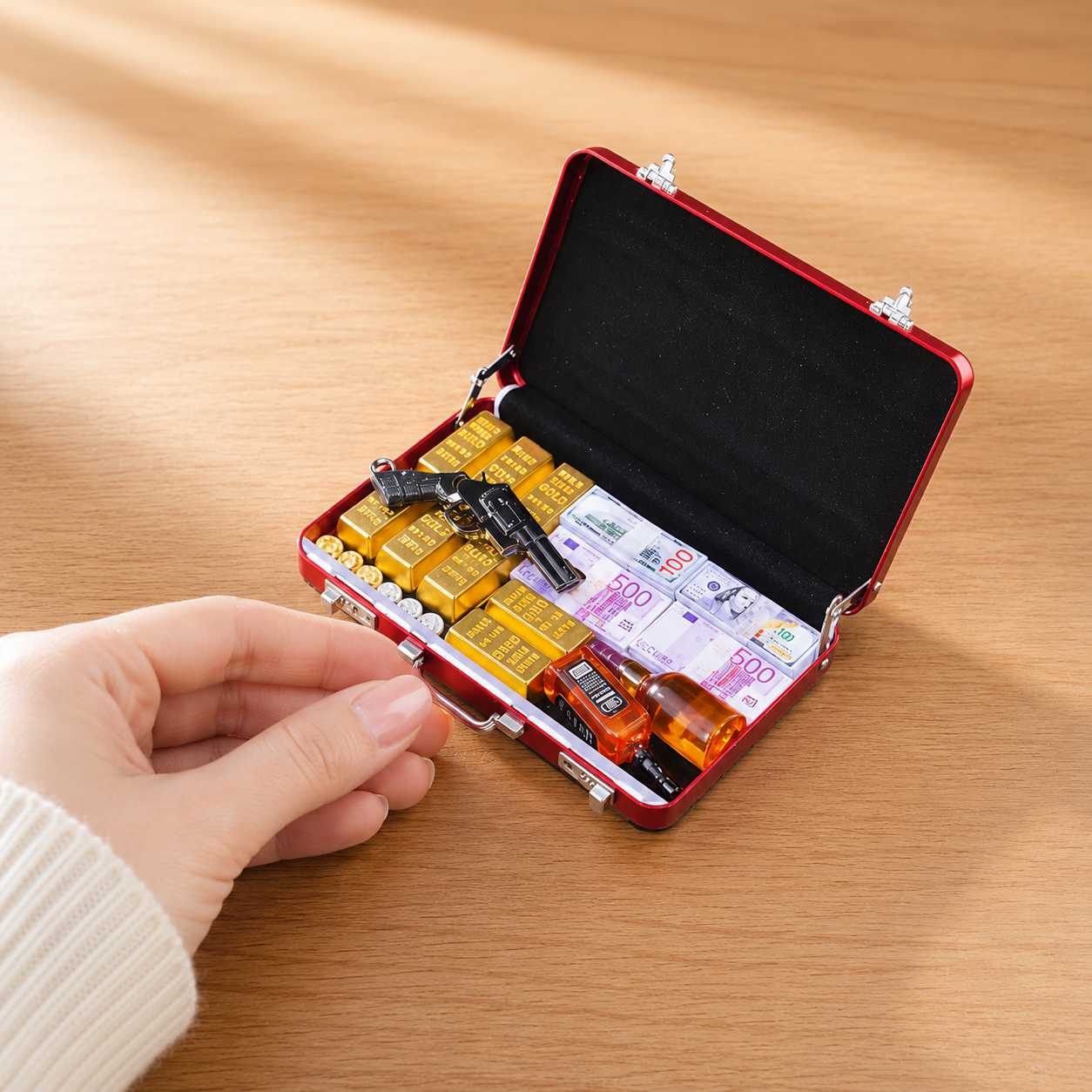 Red Briefcase Heist Set — 1:6 Scale