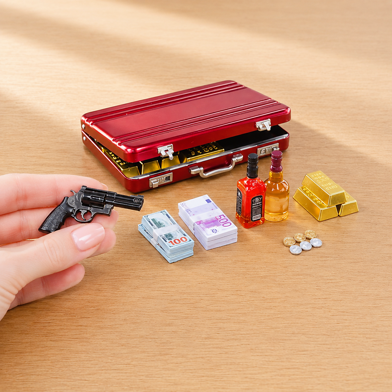 Red Briefcase Heist Set — 1:6 Scale