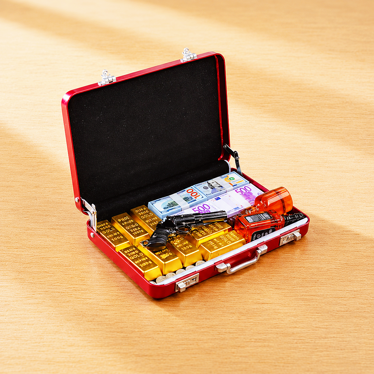 Red Briefcase Heist Set — 1:6 Scale