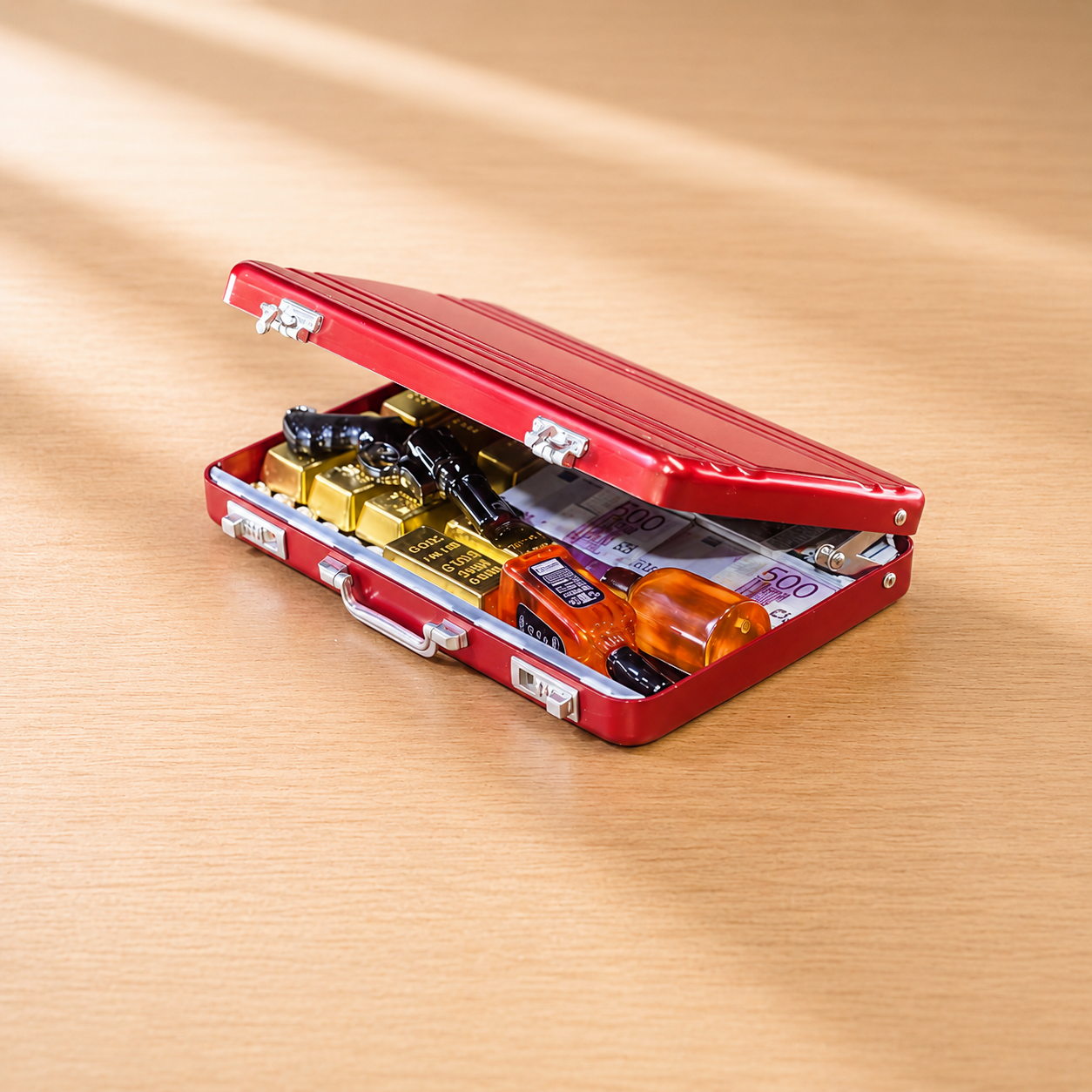 Red Briefcase Heist Set — 1:6 Scale