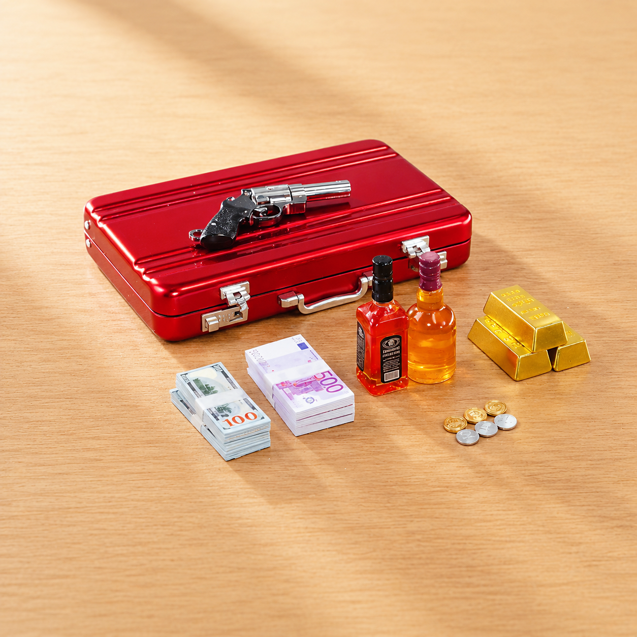 Red Briefcase Heist Set — 1:6 Scale