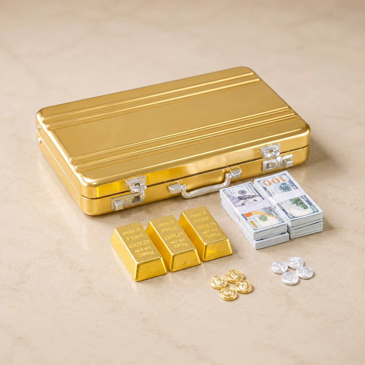 Gold Briefcase Money Set — 30pcs