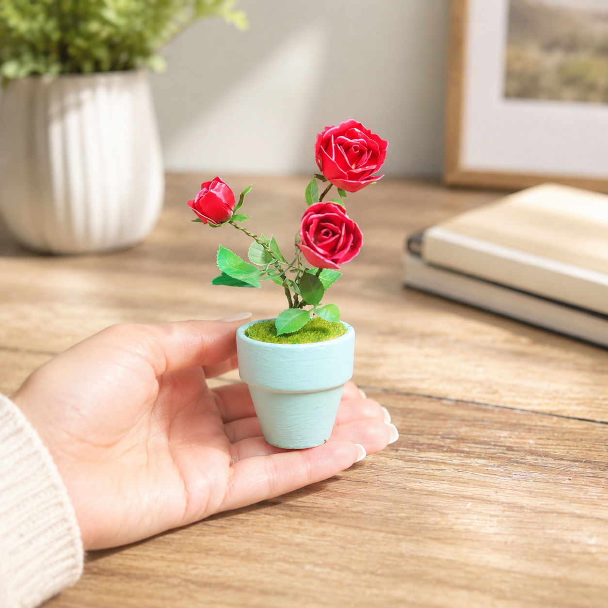 DIY Metal Rose Flower Kit for Adults - 3D Red Rose Model with Mini Pot, Build-Your-Own Metal Flower Puzzle, Relaxing Craft Hobby & Desk Décor Gift, No Glue Assembly Kit (Ages 14+)