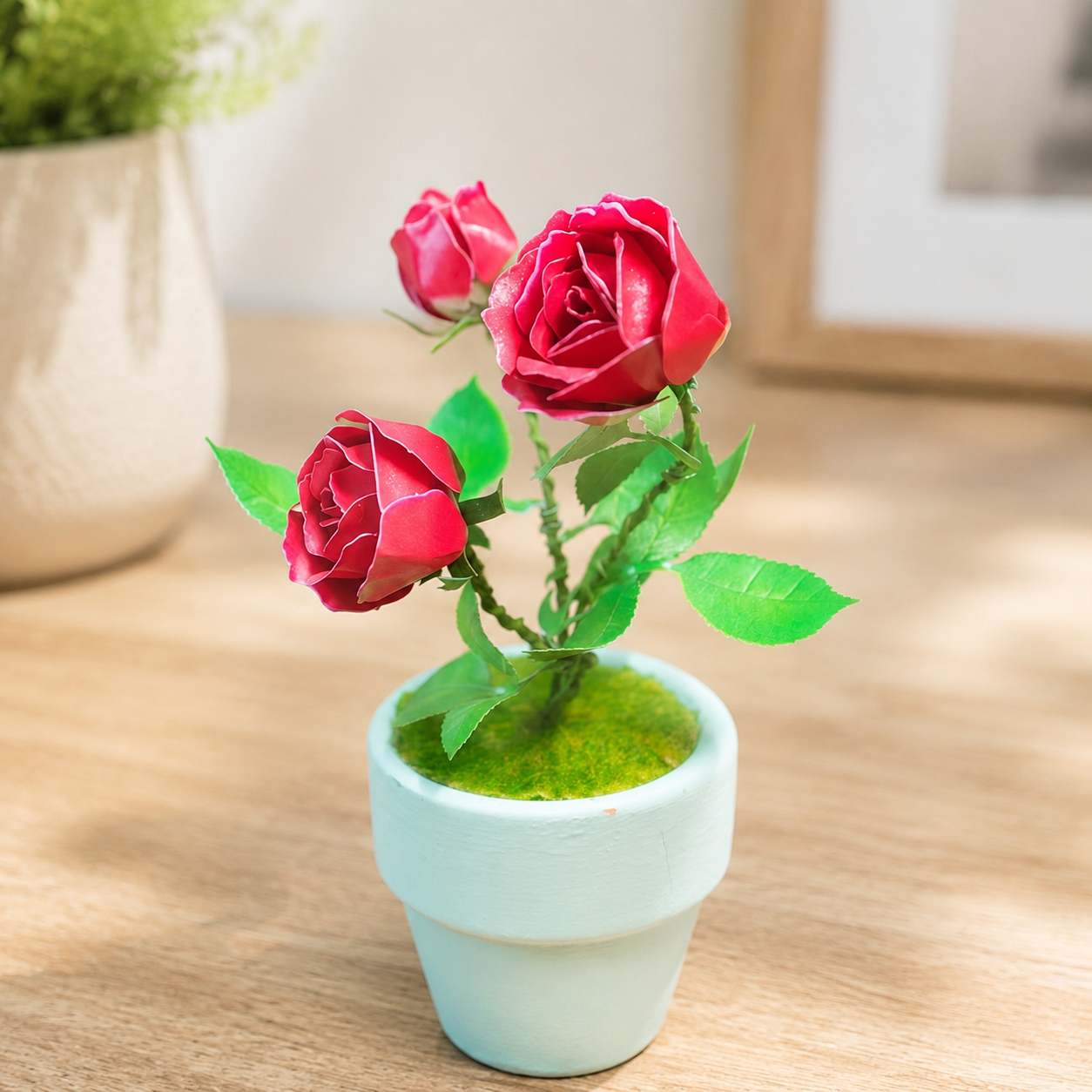 DIY Metal Rose Flower Kit for Adults - 3D Red Rose Model with Mini Pot, Build-Your-Own Metal Flower Puzzle, Relaxing Craft Hobby & Desk Décor Gift, No Glue Assembly Kit (Ages 14+)
