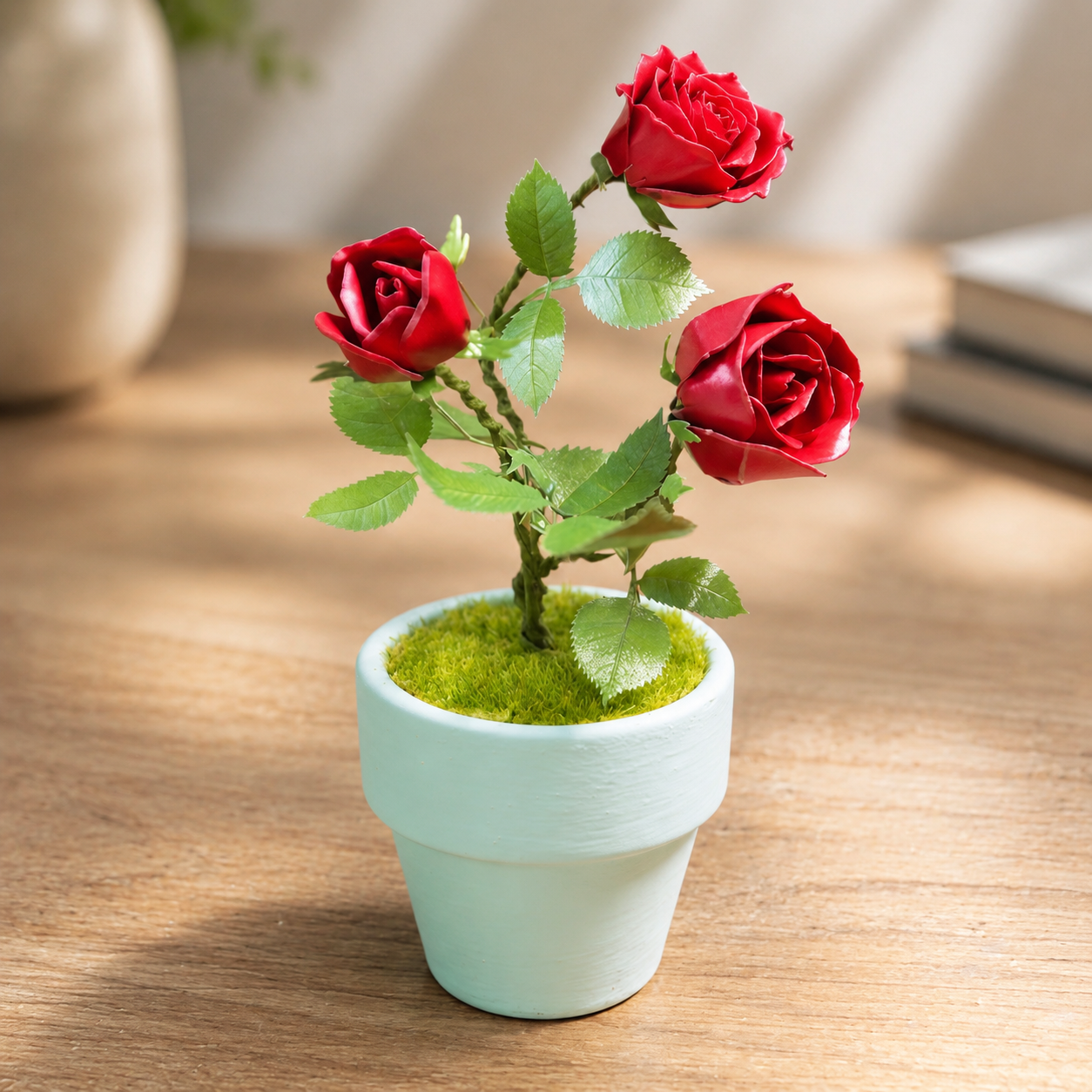 DIY Metal Rose Flower Kit for Adults - 3D Red Rose Model with Mini Pot, Build-Your-Own Metal Flower Puzzle, Relaxing Craft Hobby & Desk Décor Gift, No Glue Assembly Kit (Ages 14+)
