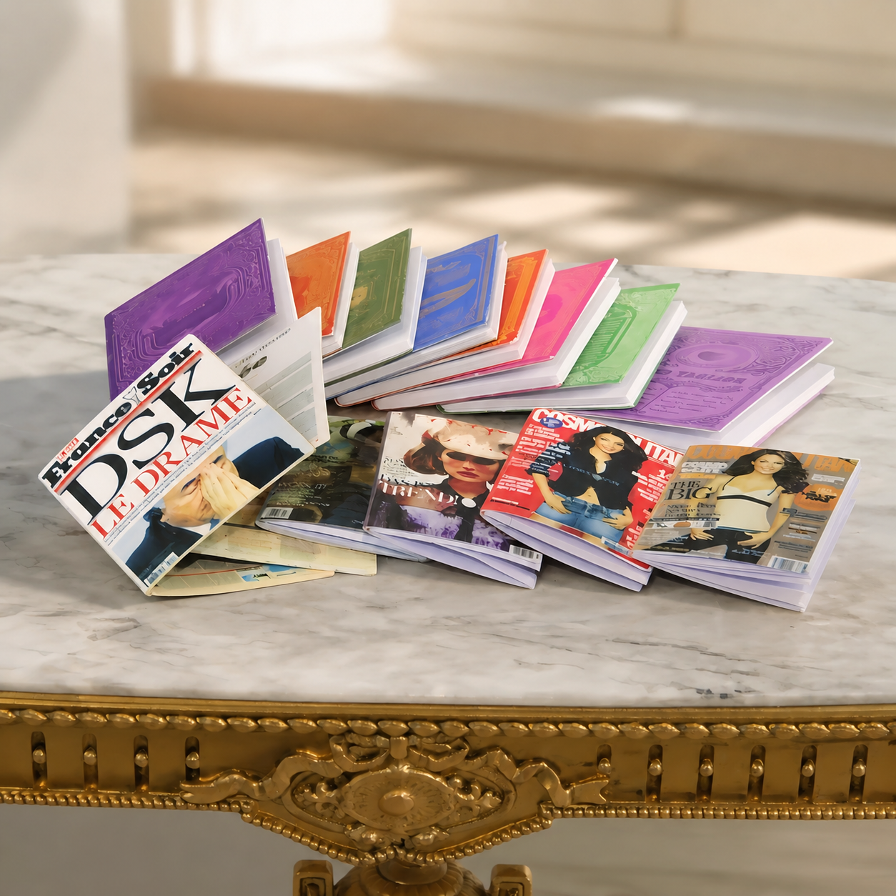 14Pcs 1:6 Scale Miniature Magazines & Newspapers Set — Handmade Dollhouse Fashion Magazines, Tiny Realistic Mini Books for OB11, Blythe & Diorama Decor