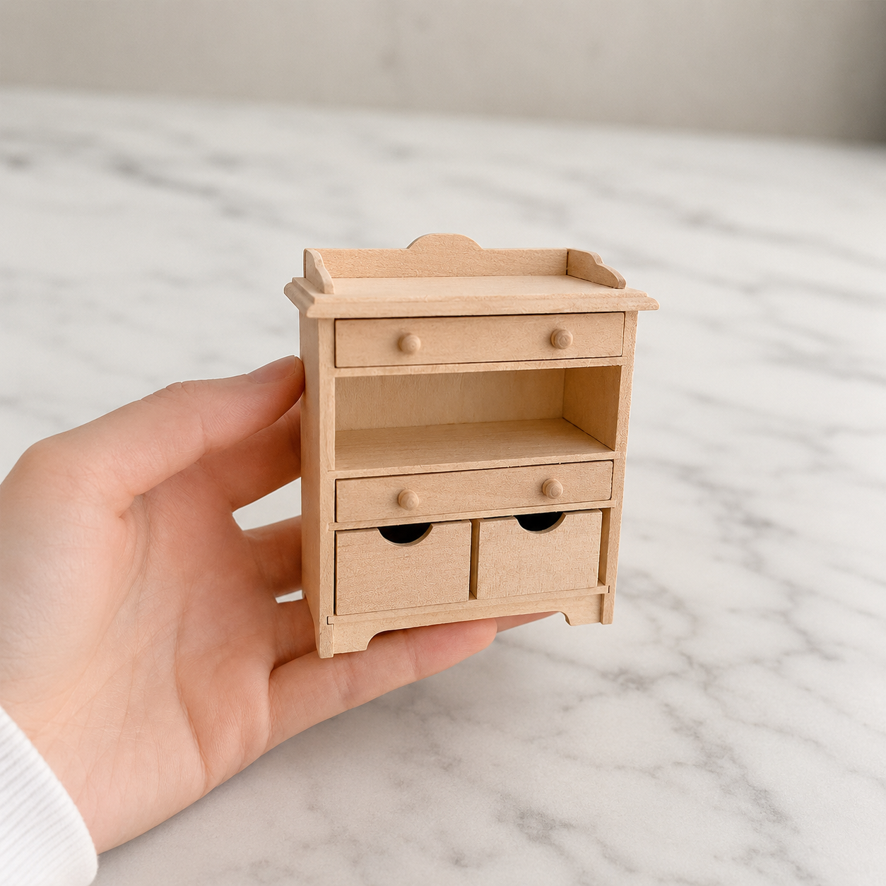 FDMINI Mini DIY Unfinished Wood Furniture – Paintable Miniature Dresser, Cabinet & Sideboard for 1:12 Scale Dollhouse, OB11 & BJD (6 Styles)