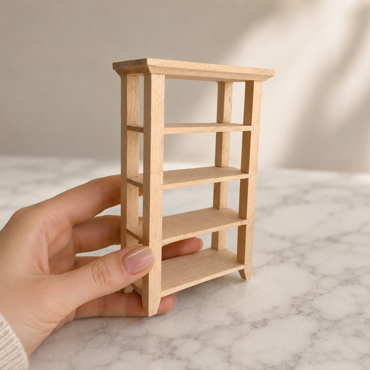 FDMINI Mini DIY Unfinished Wood Furniture – Paintable Miniature Bookshelf, Side Table & Hutch for 1:12 Scale Dollhouse, OB11 & BJD (5 Styles)