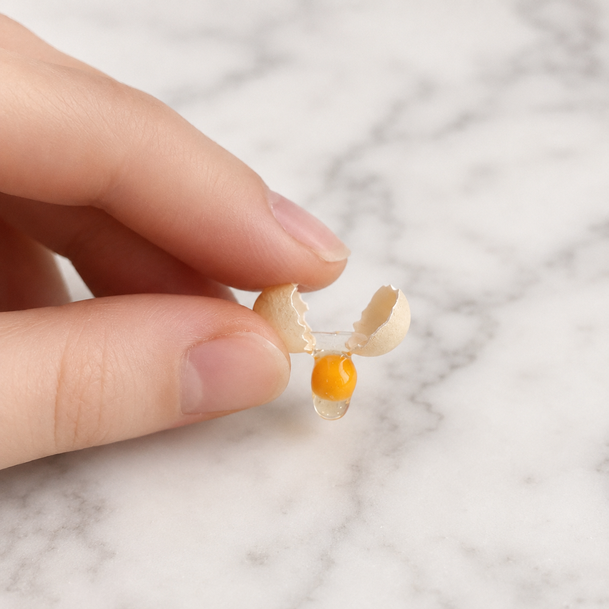 FDMINI Mini Cracked Eggs – 4 Shell Colors Realistic Miniature Broken Egg Food Props for 1:6 Scale Dollhouse Kitchen, BJD & Blythe Scenes