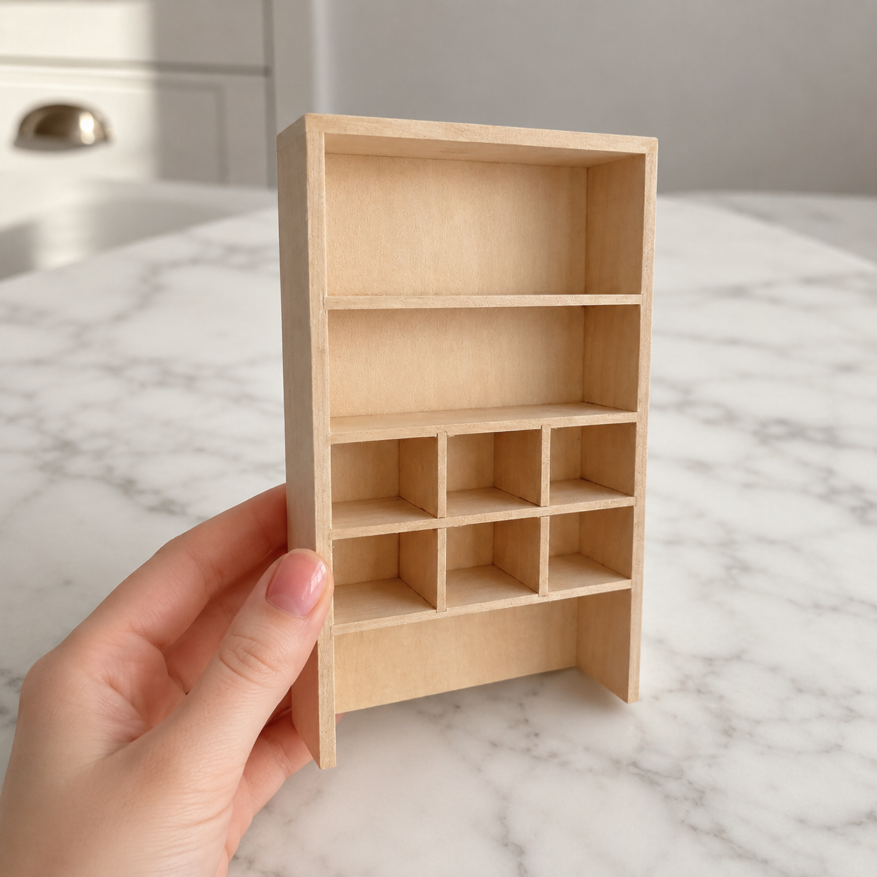 FDMINI Mini DIY Unfinished Wood Furniture – Paintable Miniature Bookshelf, Side Table & Hutch for 1:12 Scale Dollhouse, OB11 & BJD (5 Styles)