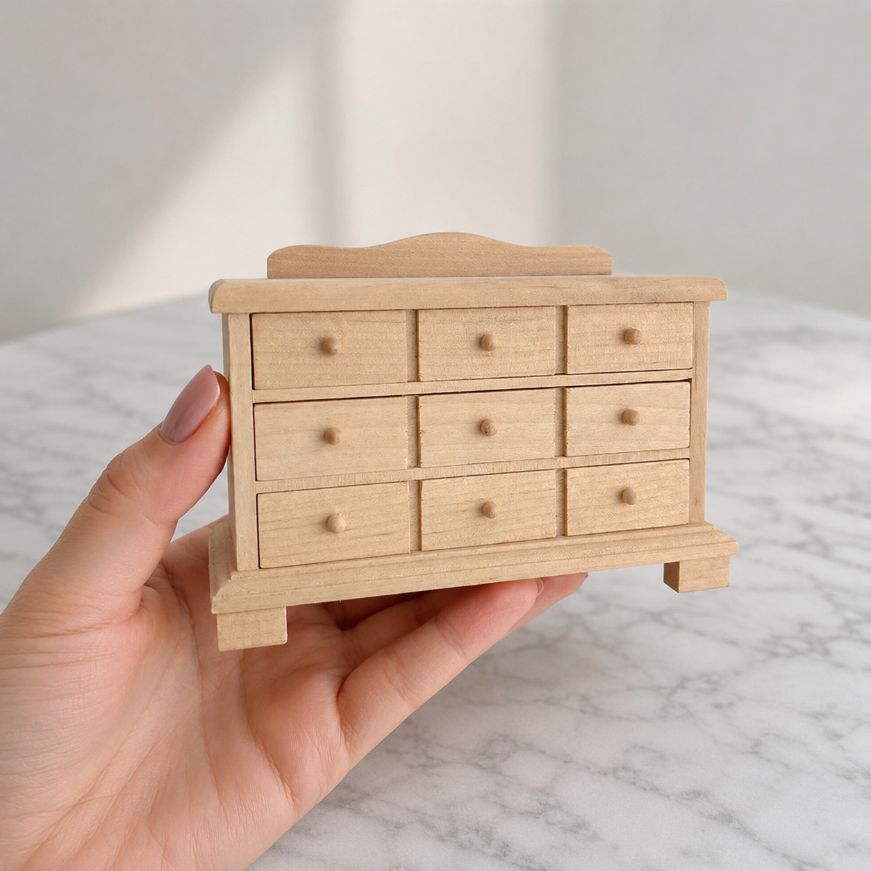 FDMINI Mini DIY Unfinished Wood Furniture – Paintable Miniature Dresser, Cabinet & Sideboard for 1:12 Scale Dollhouse, OB11 & BJD (6 Styles)
