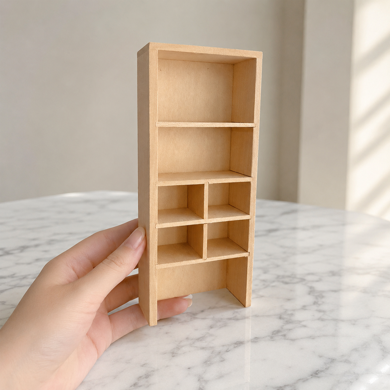 FDMINI Mini DIY Unfinished Wood Furniture – Paintable Miniature Bookshelf, Side Table & Hutch for 1:12 Scale Dollhouse, OB11 & BJD (5 Styles)