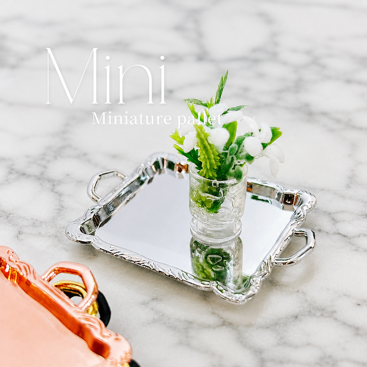 FDMINI Mini Serving Trays – 4 Metallic Finishes Ornate French Miniature Butler & Vanity Tray for 1:12 Scale Dollhouse & Roombox