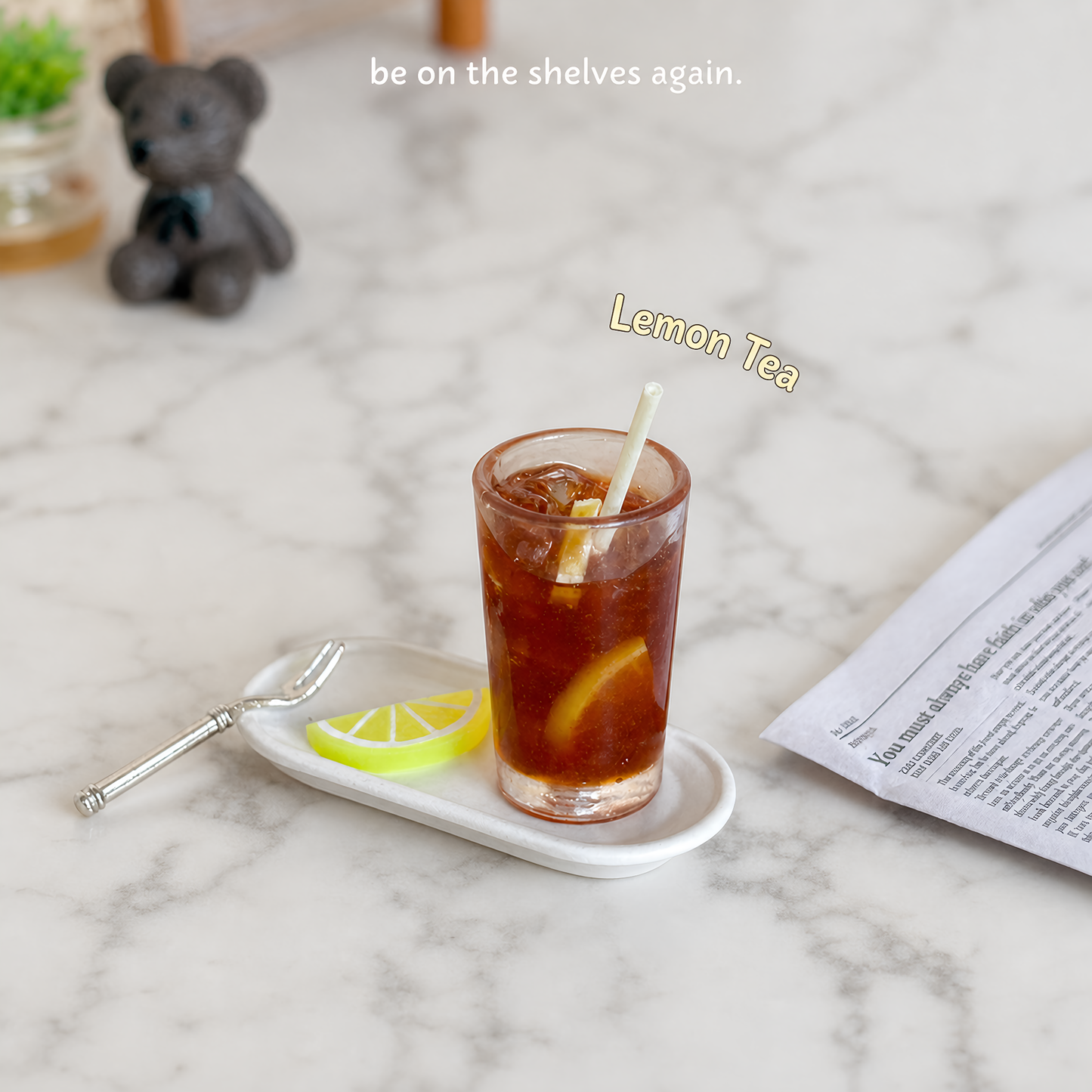 FDMINI Mini Summer Drinks – 2 Styles Miniature Lemon Tea & Lemon Water for 1:6 & 1:12 Dollhouse Kitchen & Diorama Scenes