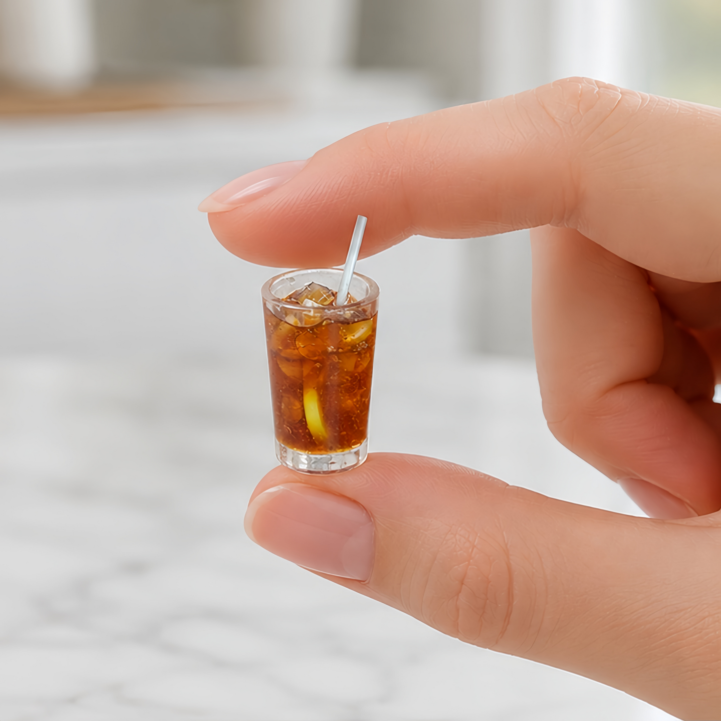 FDMINI Mini Summer Drinks – 2 Styles Miniature Lemon Tea & Lemon Water for 1:6 & 1:12 Dollhouse Kitchen & Diorama Scenes