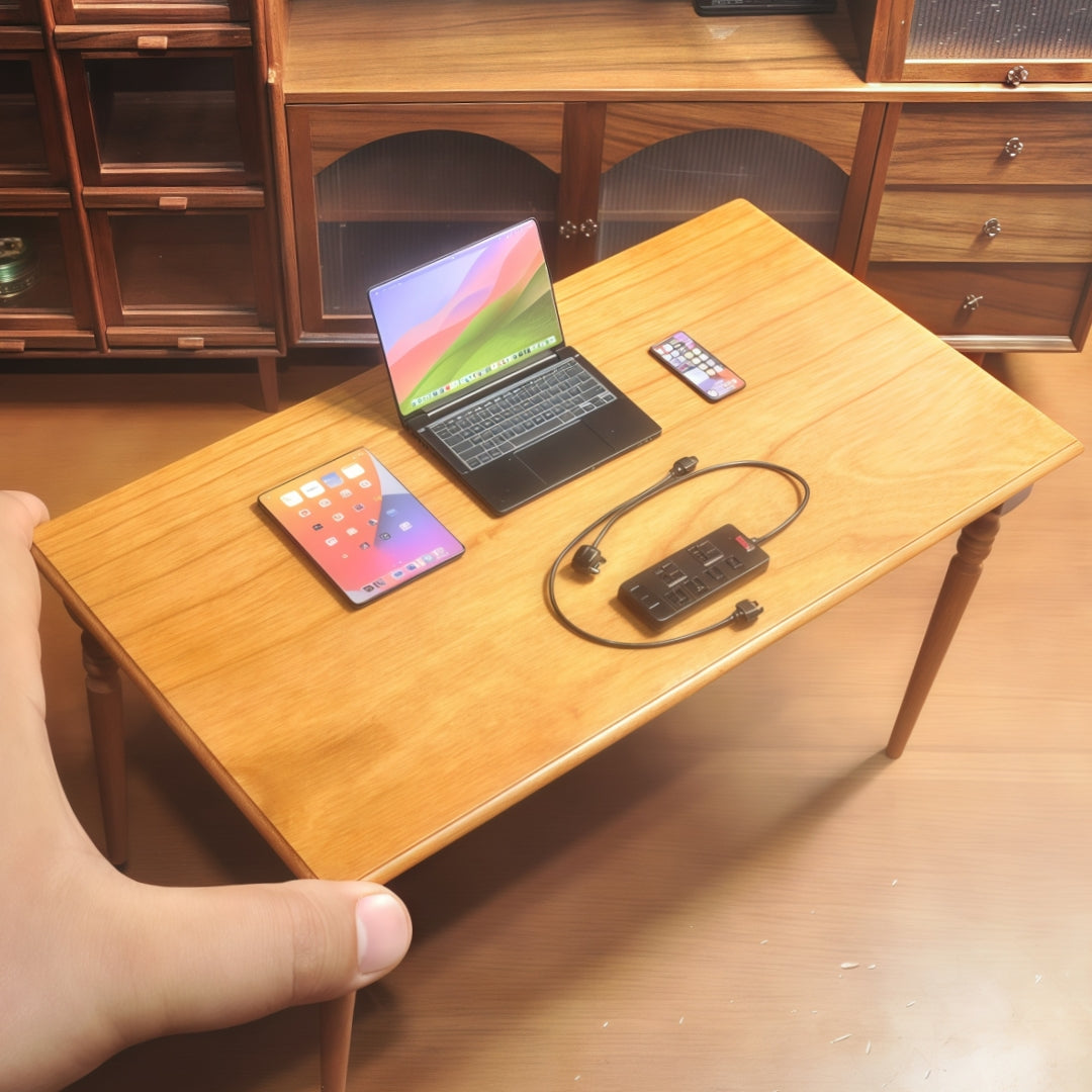 1:6 Scale Miniature Modern Tech Set - Dollhouse Laptop, Tablet, Smartphone & Power Strip - Realistic Office Accessories (Black Edition)