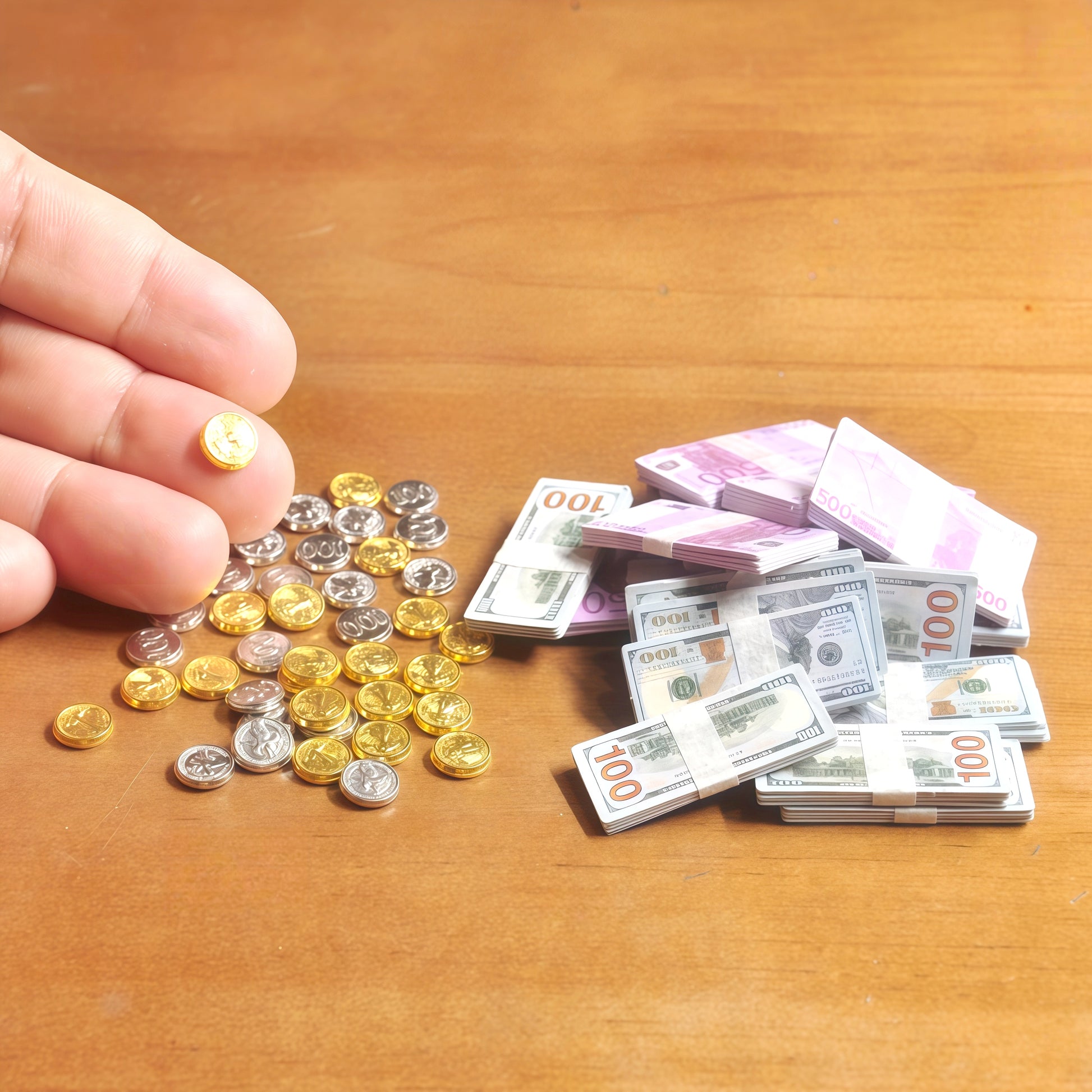 Miniature Money Set 1:6 scale fdmini
