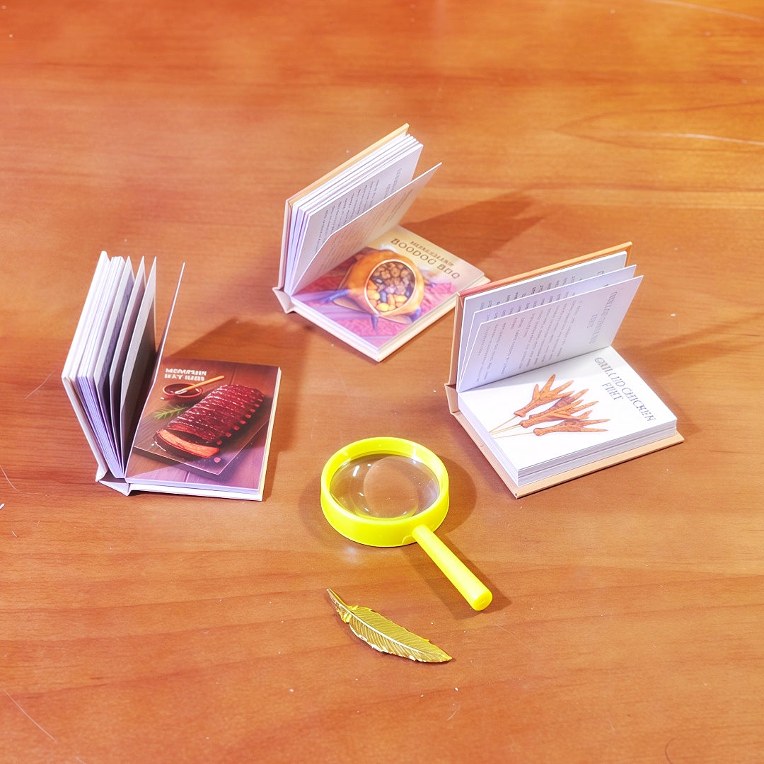 handmade miniature BBQ cookbook set 1:6 scale fdmini